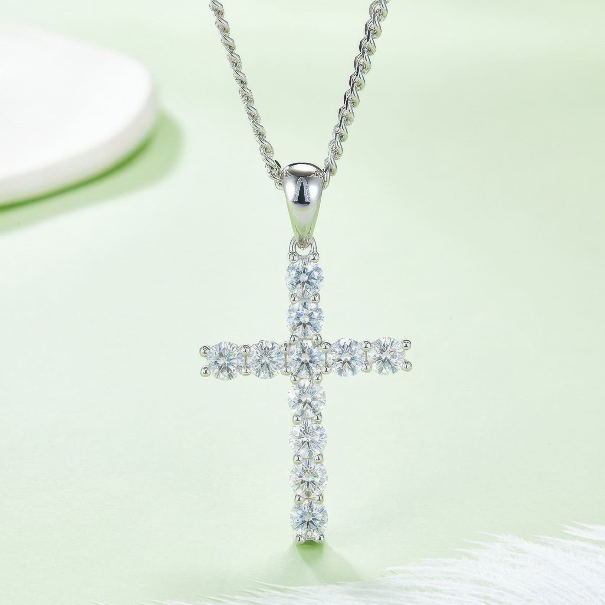 5mm Moissanite Cross Pendant Necklace | 925 Silver Religious Jewelry - Image 3