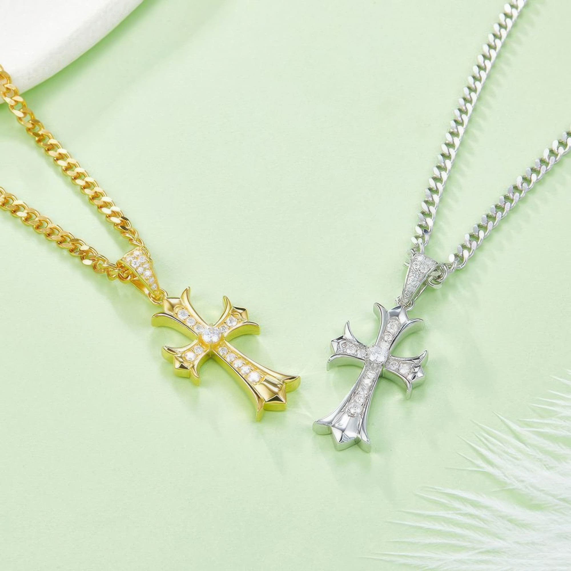 925 Silver Moissanite Cross Pendant Necklace | Vintage-Style Religious Jewelry | D Color - Image 4