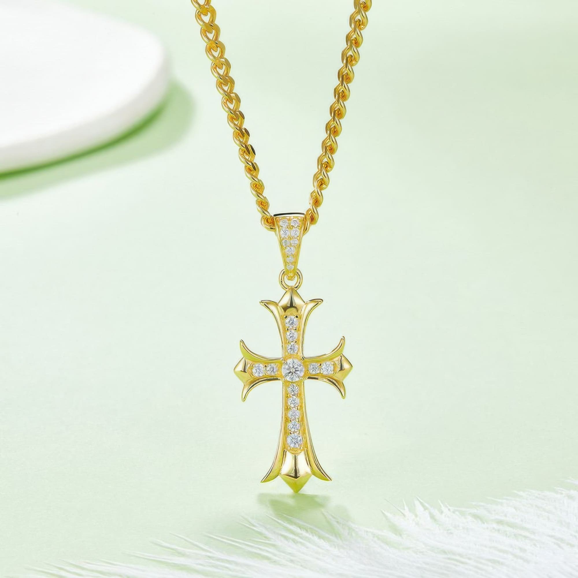 925 Silver Moissanite Cross Pendant Necklace | Vintage-Style Religious Jewelry | D Color - Image 6