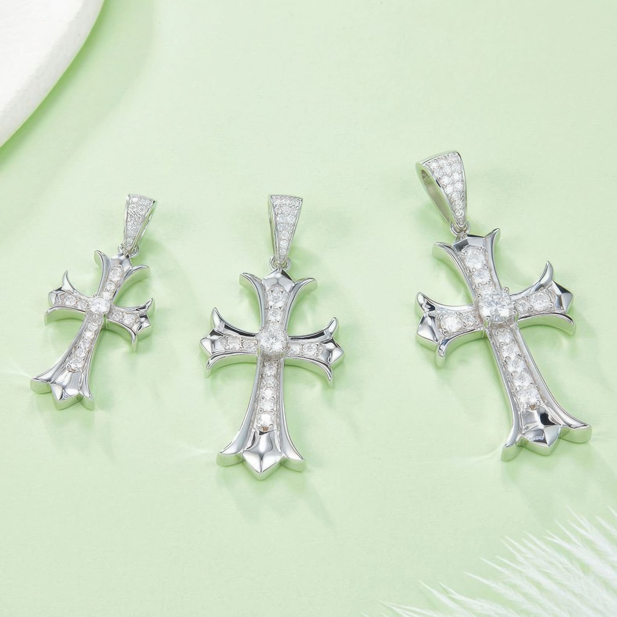 Men's Vintage Cross Moissanite Pendant | 925 Sterling Silver Religious Necklace - Image 2