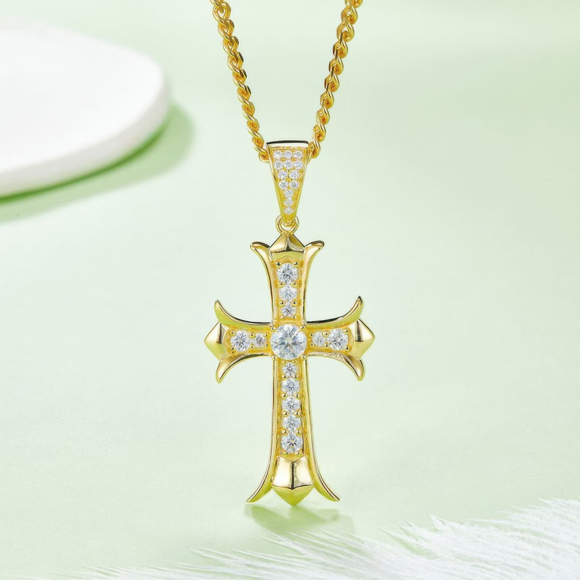 Men's Vintage Cross Moissanite Pendant | 925 Sterling Silver Religious Necklace - Image 6