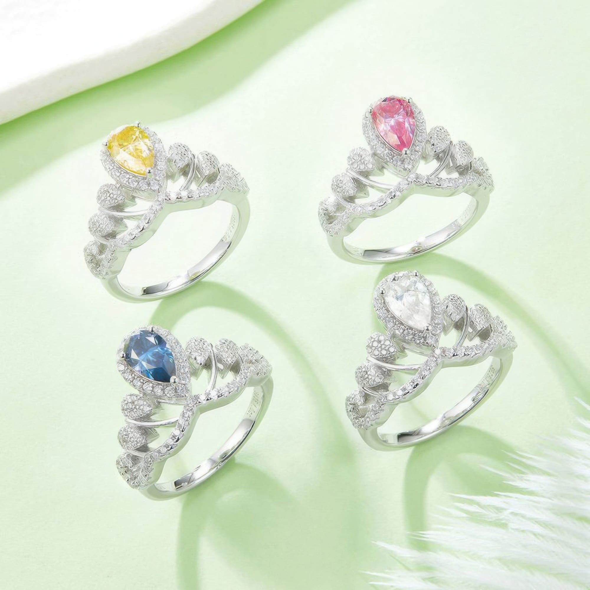 1ct Pear Cut Vintage Crown Moissanite Ring |  D Color 925 Sterling Silver - Image 3