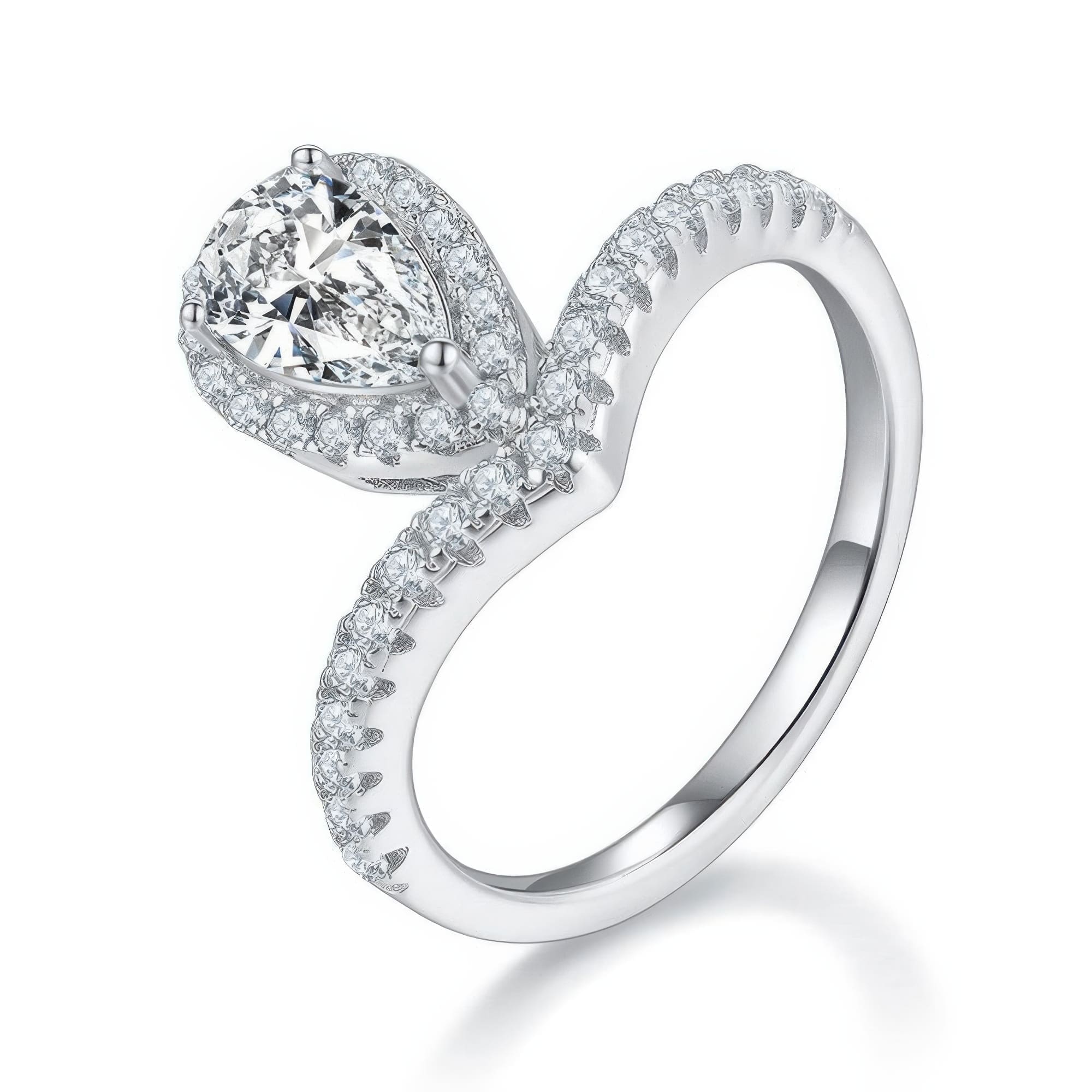 Vintage Crown Teardrop Moissanite Ring | 1CT D-Color Stone