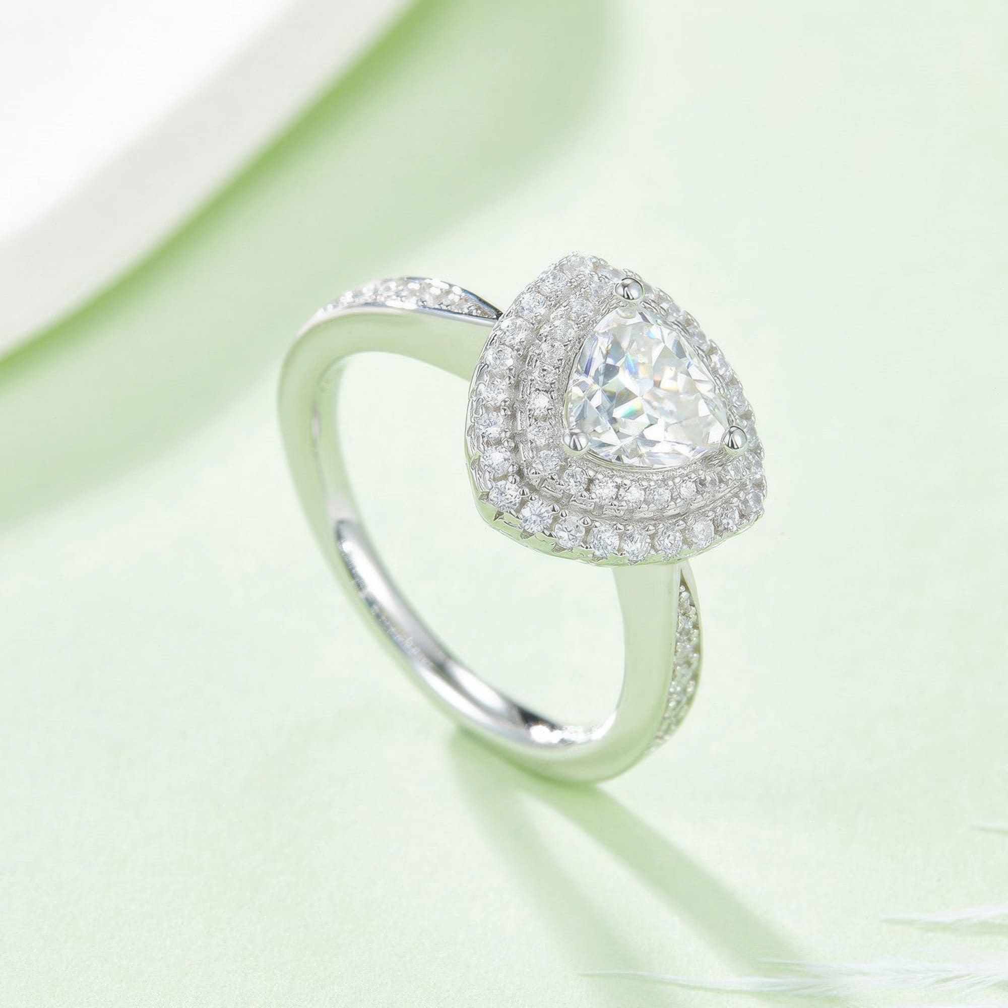 Modern Triangle Moissanite Ring | 1CT D Color Pave Set - alternate view