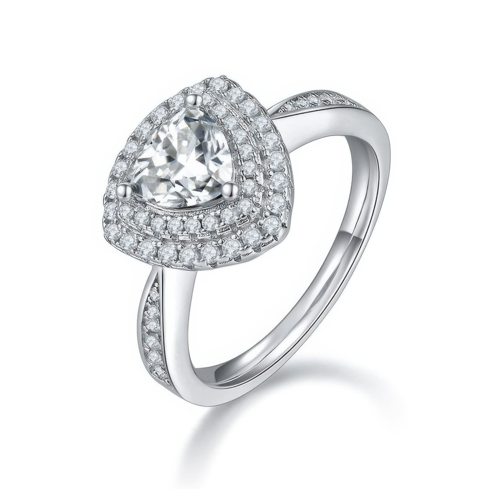 Modern Triangle Moissanite Ring | 1CT D Color Pave Set