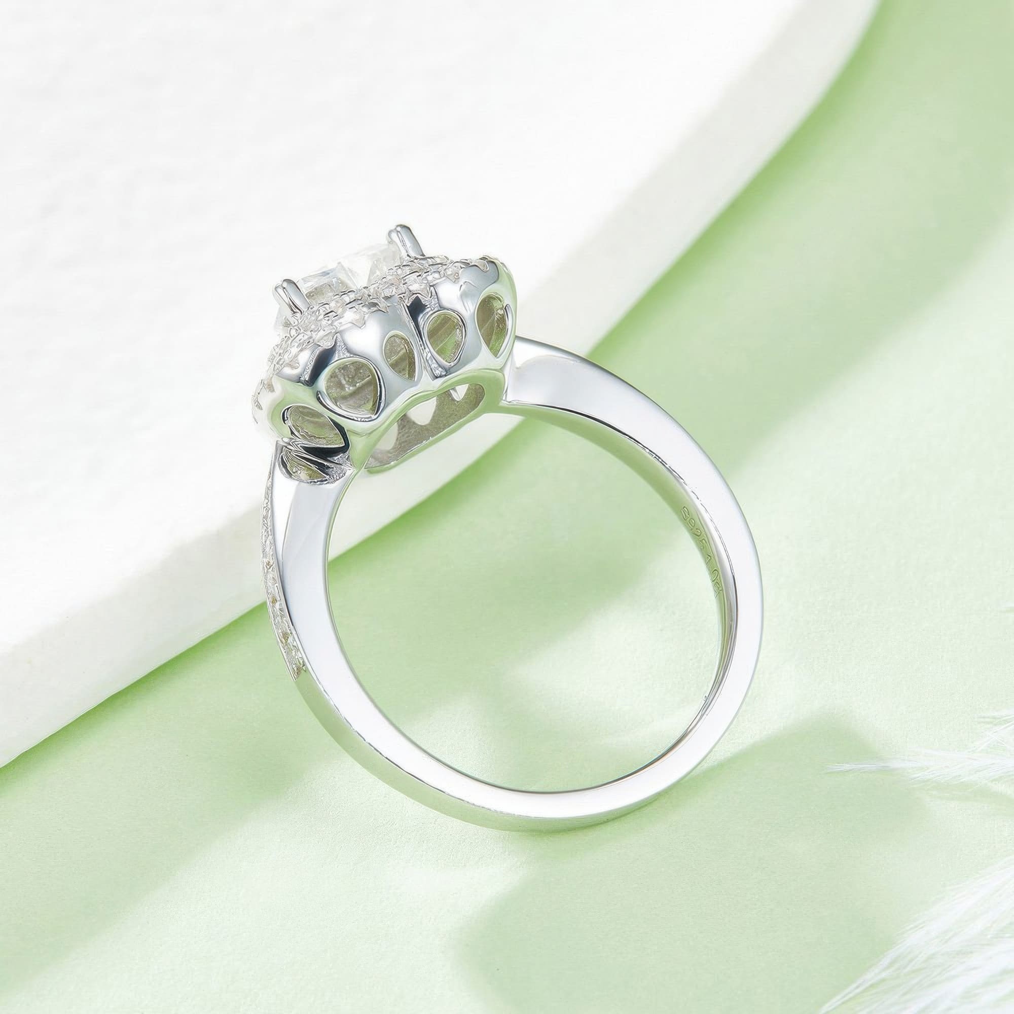 Heart Shaped Moissanite Ring | 1CT D Color Pave Sterling - Image 4