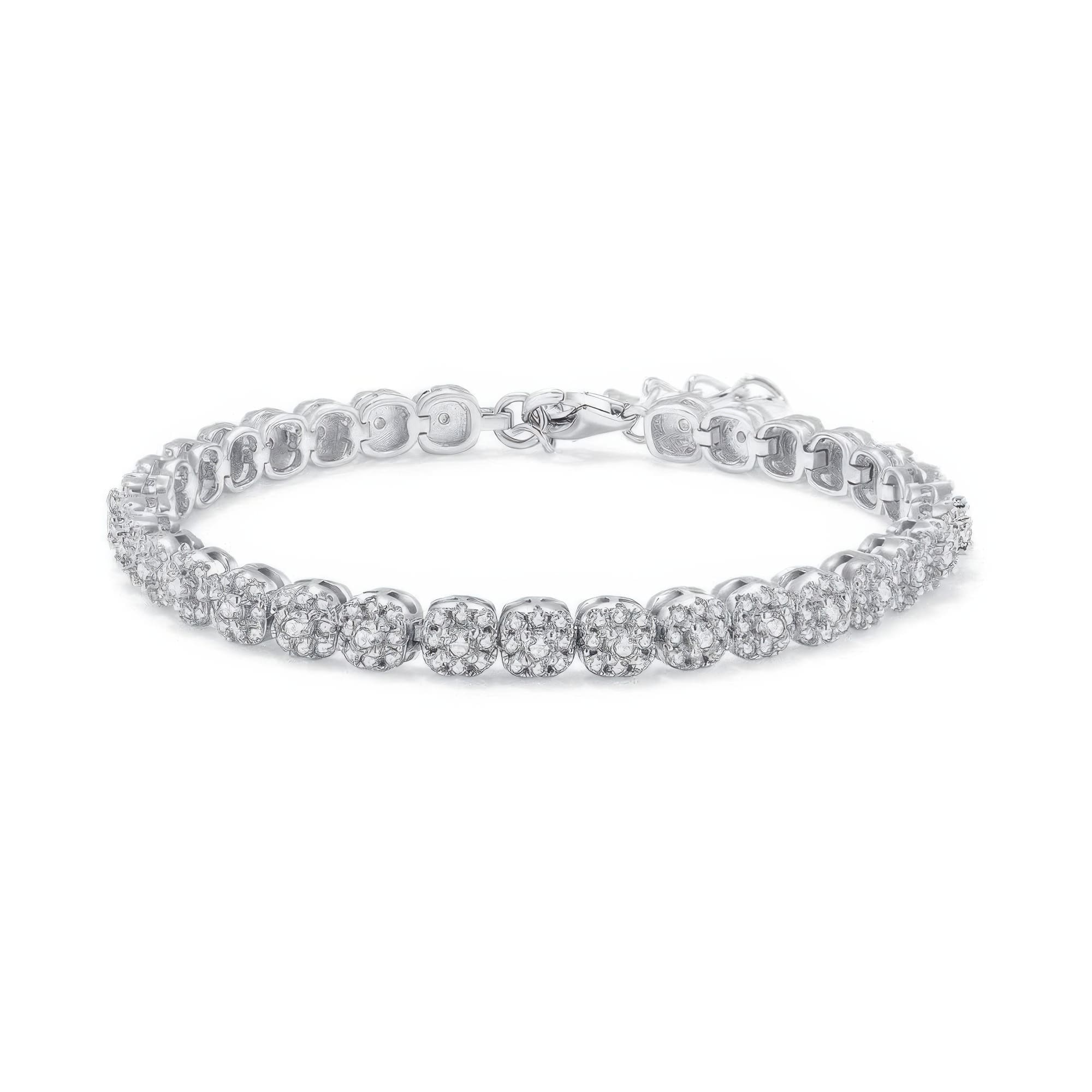 Vintage Square Moissanite Tennis Bracelet | 925 Silver 18K White Gold Plated