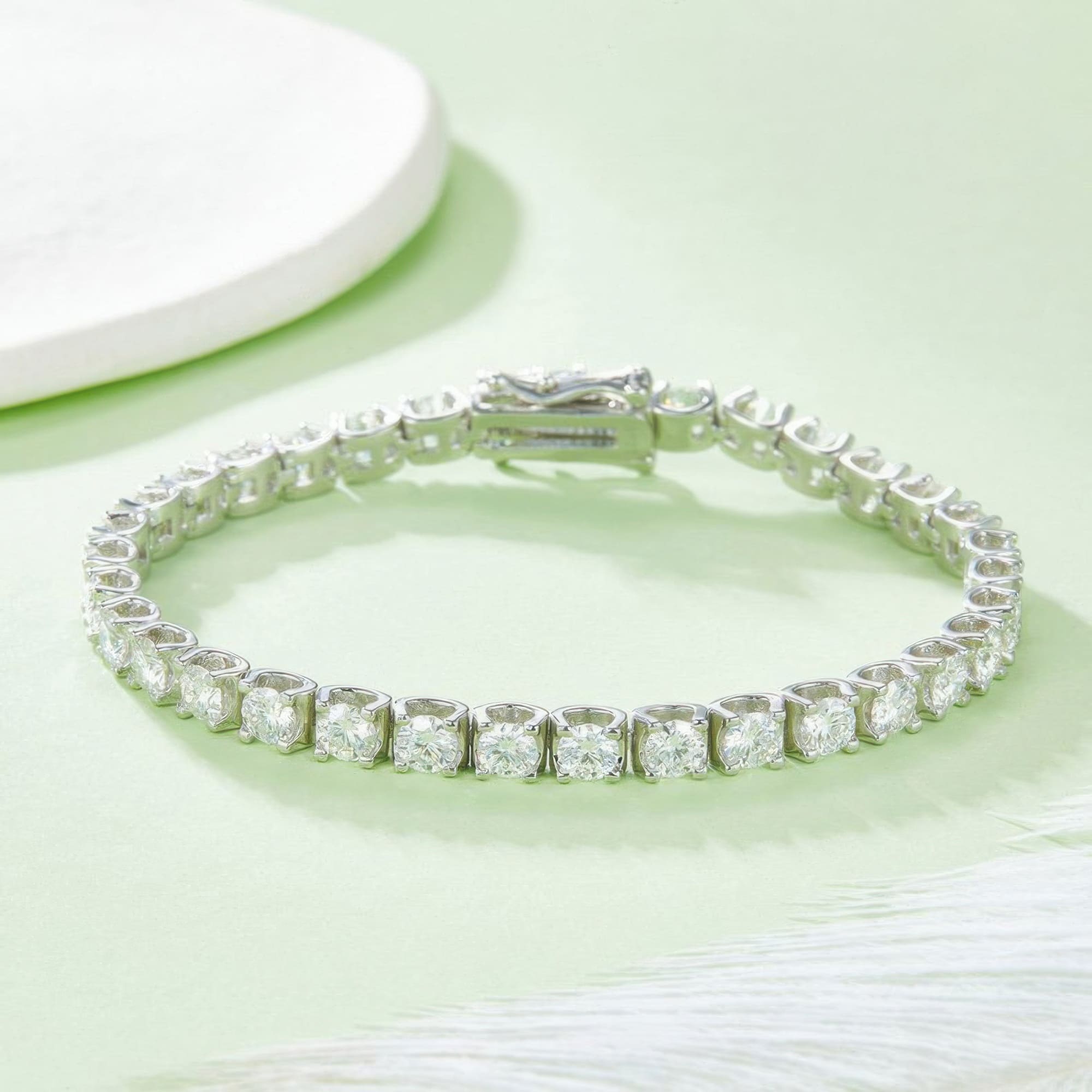 4mm Moissanite Tennis Bracelet | 925 Sterling Silver Classic Chain | Brilliant Round Cut - alternate view