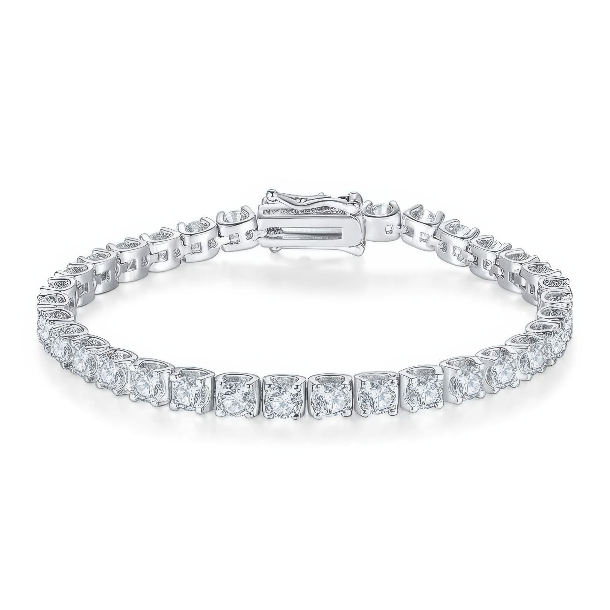 4mm Moissanite Tennis Bracelet | 925 Sterling Silver Classic Chain | Brilliant Round Cut