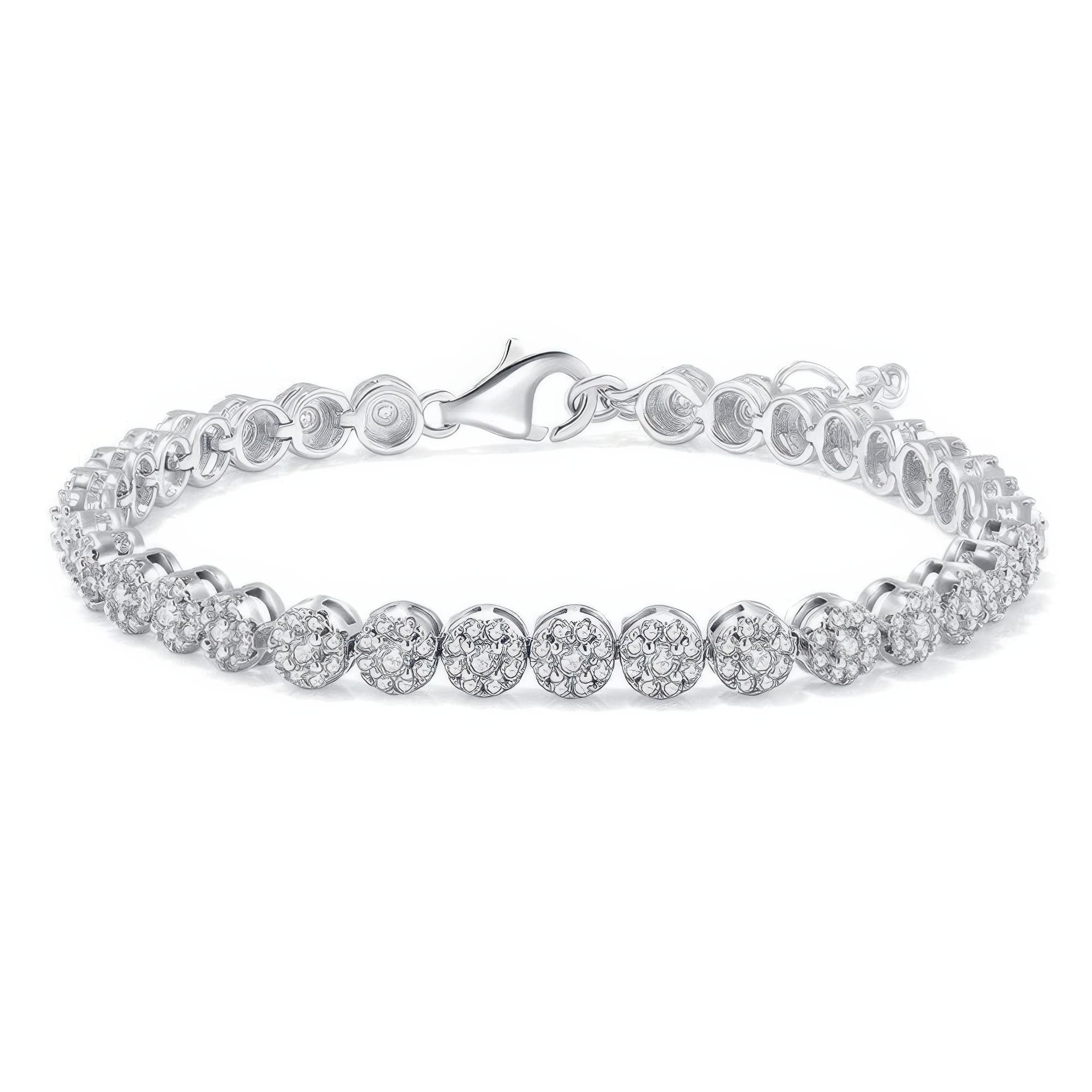 Vintage Moissanite Tennis Bracelet | 3.5CT Bubble Design | 18K White Gold Plated Silver