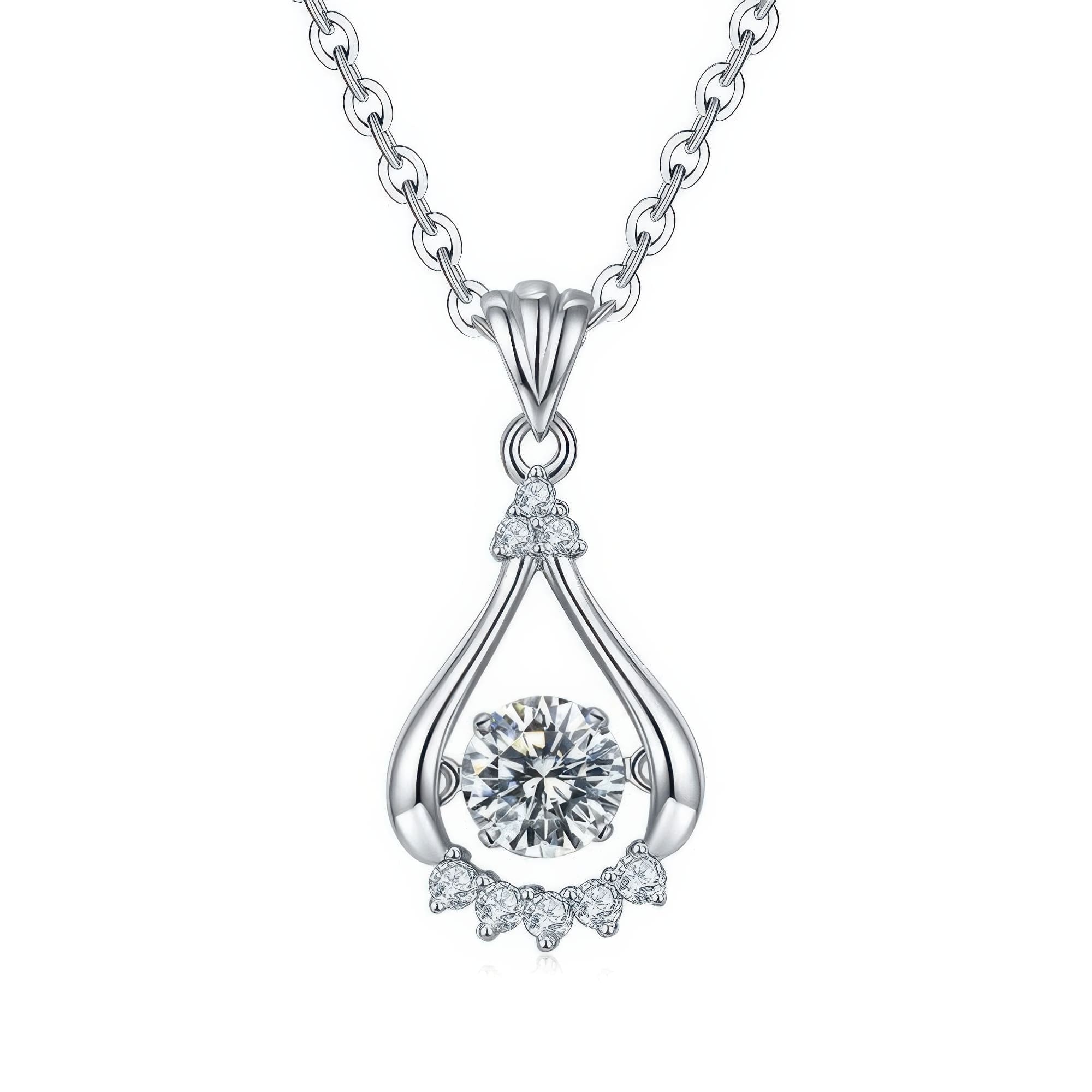 Celestial Heart Moissanite Pendant | Dainty Moon Star Collarbone Chain