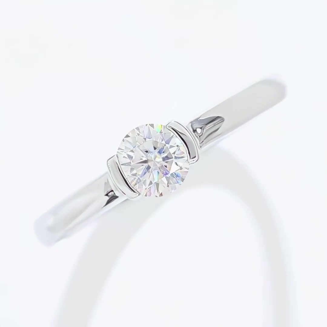 Simple Moissanite Ring | 925 Sterling Silver | 0.5ct Round Cut Geometric Band product video thumbnail