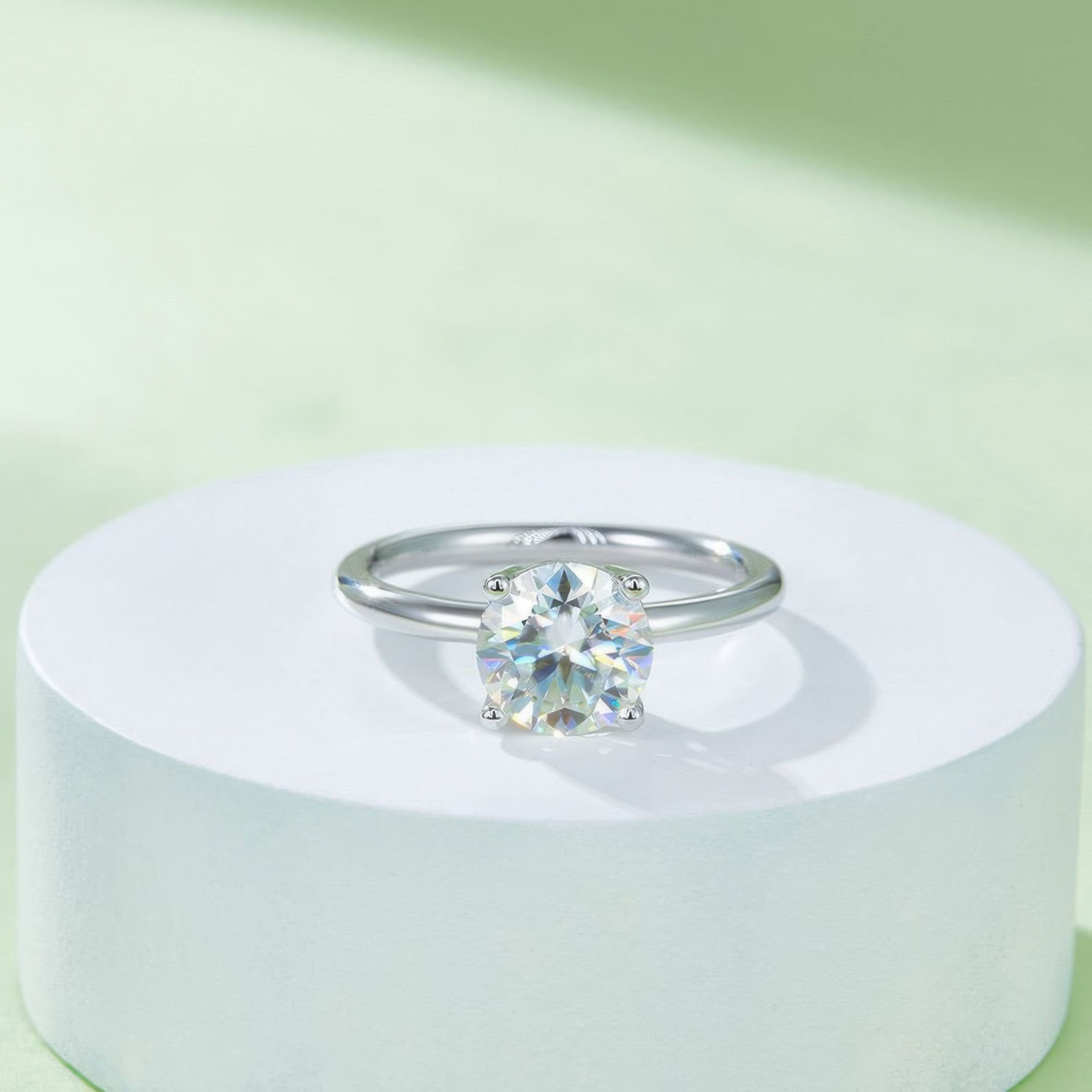 2 Carat Moissanite Solitaire Ring | D Color Round Cut | 925 Sterling Silver - alternate view
