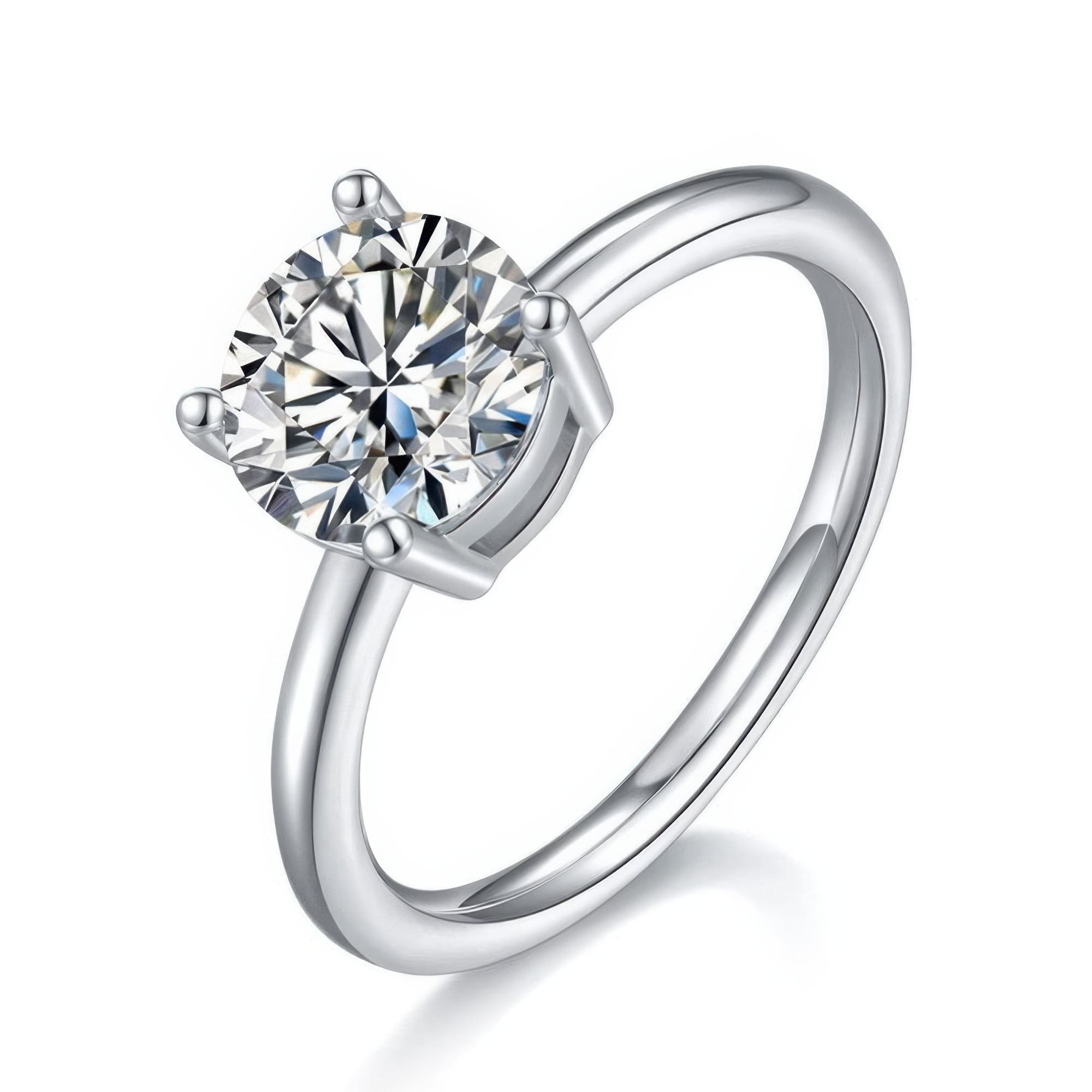 2 Carat Moissanite Solitaire Ring | D Color Round Cut | 925 Sterling Silver