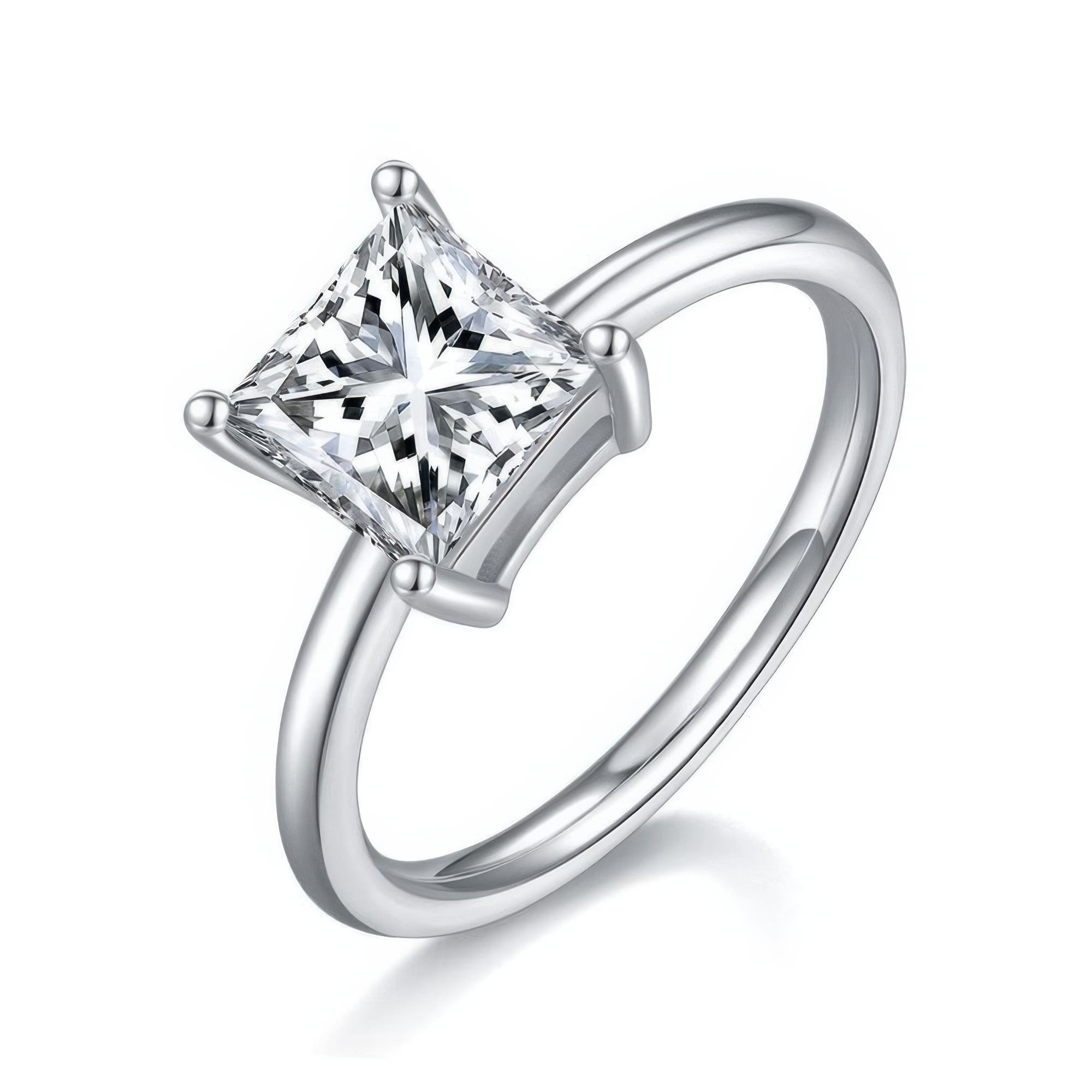 2 Carat Princess Cut Moissanite Ring | 925 Sterling Silver Geometric Design