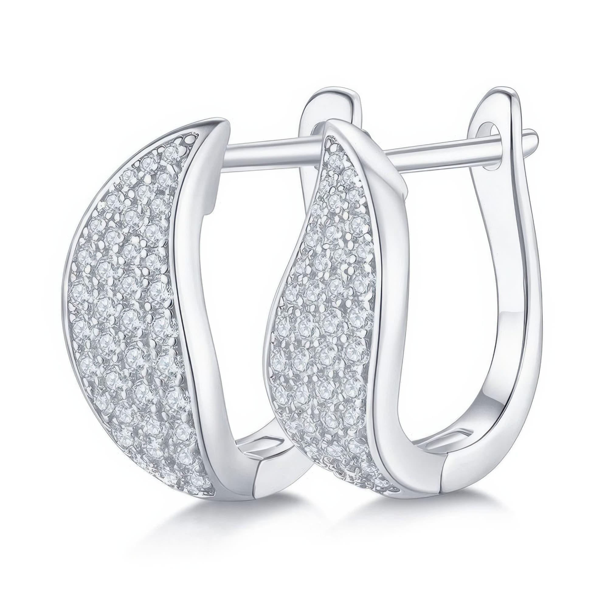 925 Silver Geometric Moissanite Hoop Earrings | 18K Gold Plated Fashion Jewelry