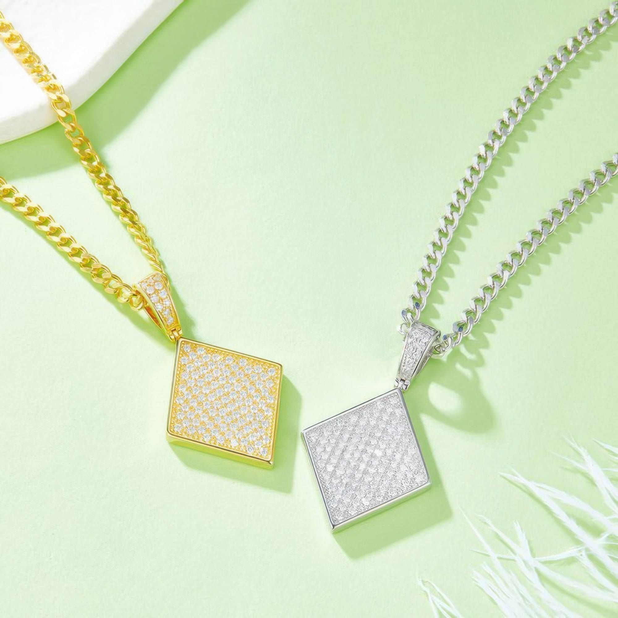 Playing Card Diamond Moissanite Pendant | Hip Hop Punk Geometric Necklace Charm - Image 3