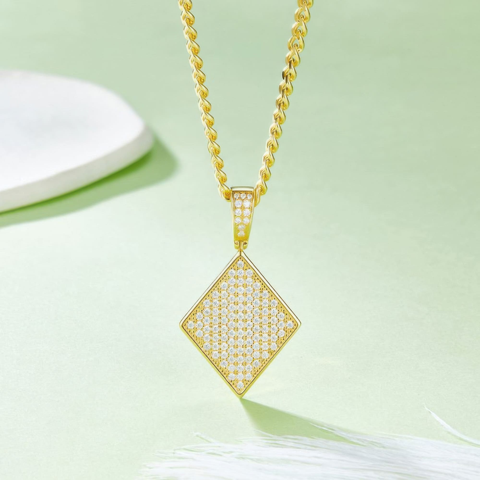 Playing Card Diamond Moissanite Pendant | Hip Hop Punk Geometric Necklace Charm - Image 4
