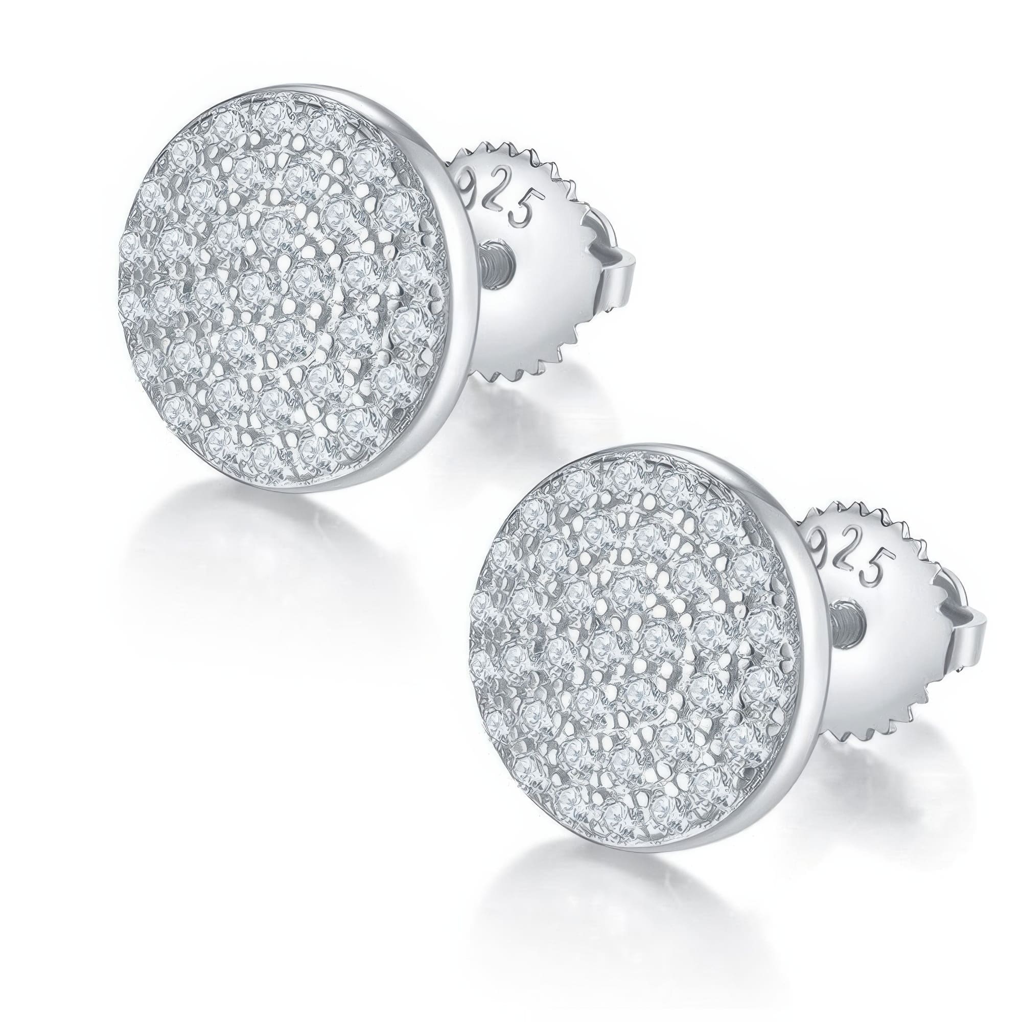 925 Silver Moissanite Stud Earrings | Hip-Hop Geometric Circle Design | Unisex Couple Jewelry