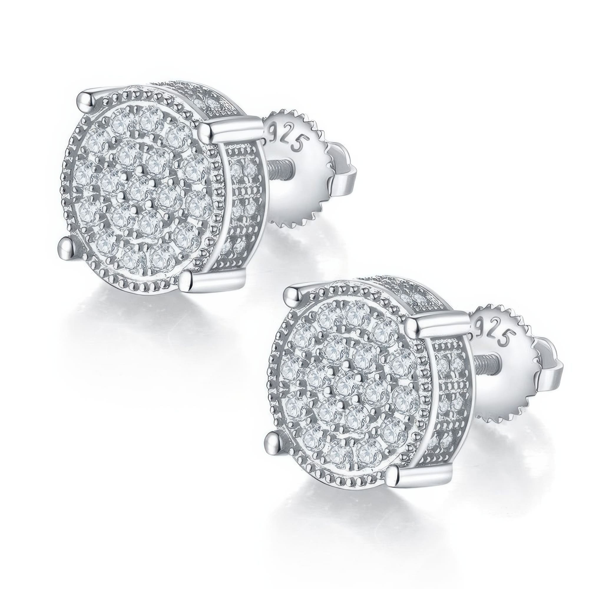 3D Geometric Hip Hop Moissanite Stud Earrings | 925 Sterling Silver Pave Setting