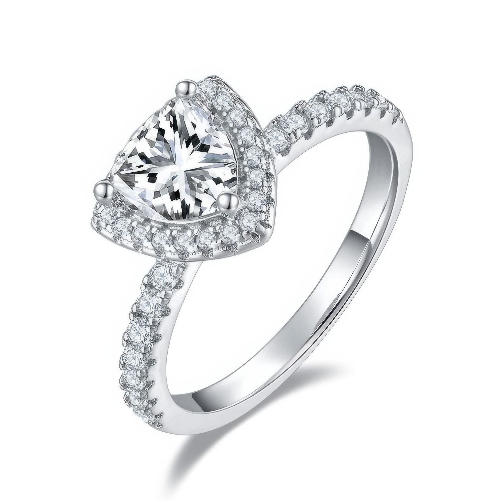 Triangle Moissanite Ring 925 Silver | 1 Carat D-Grade Pavé Statement Ring