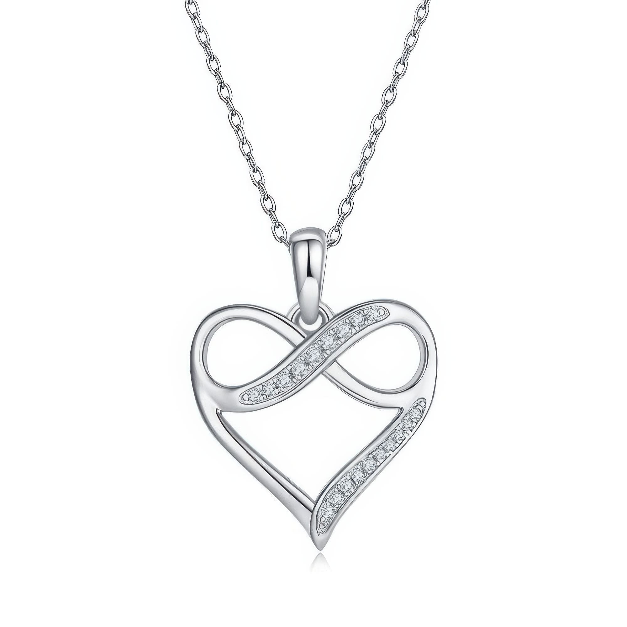 Infinity Heart Moissanite Pendant Necklace 925 Sterling Silver, Romantic Collarbone Chain