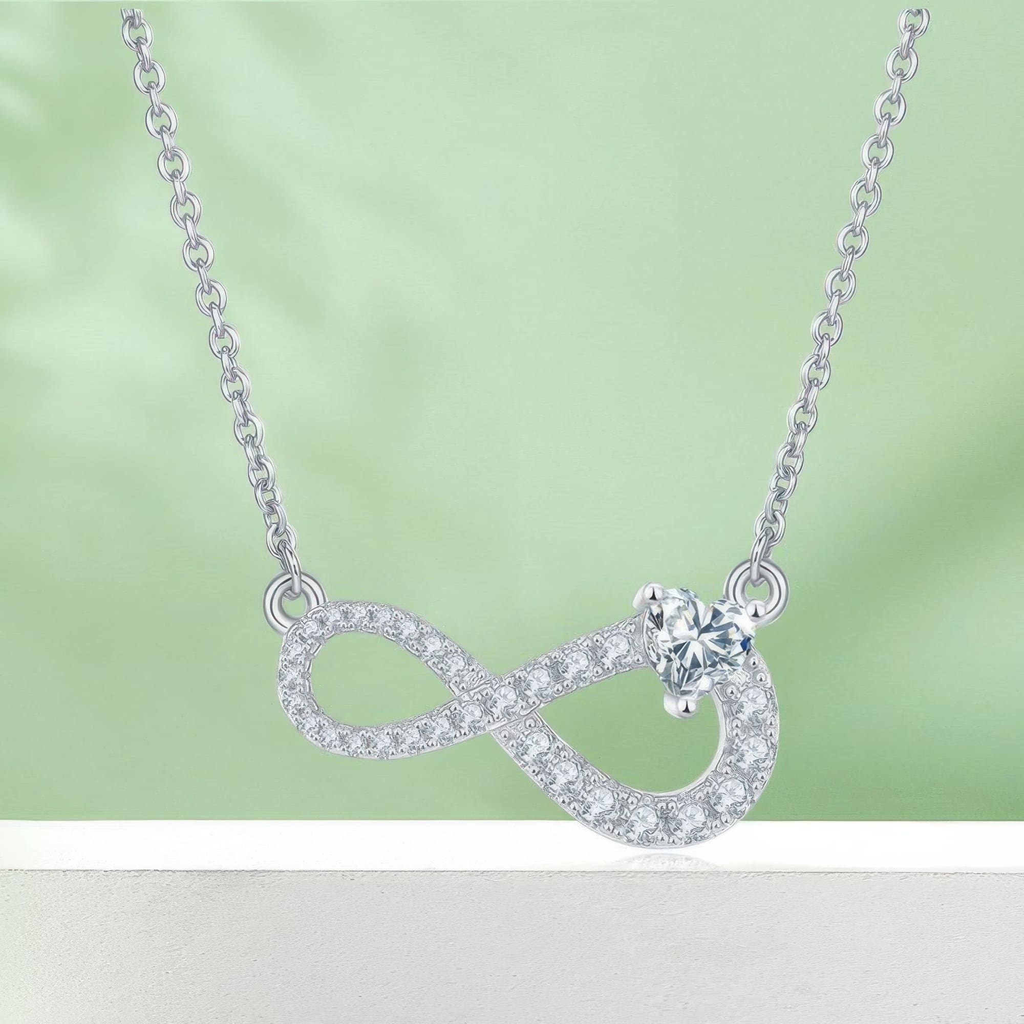 925 Silver Heart Moissanite Infinity Necklace | Sweet Love Pendant | 0.50ct - Image 3
