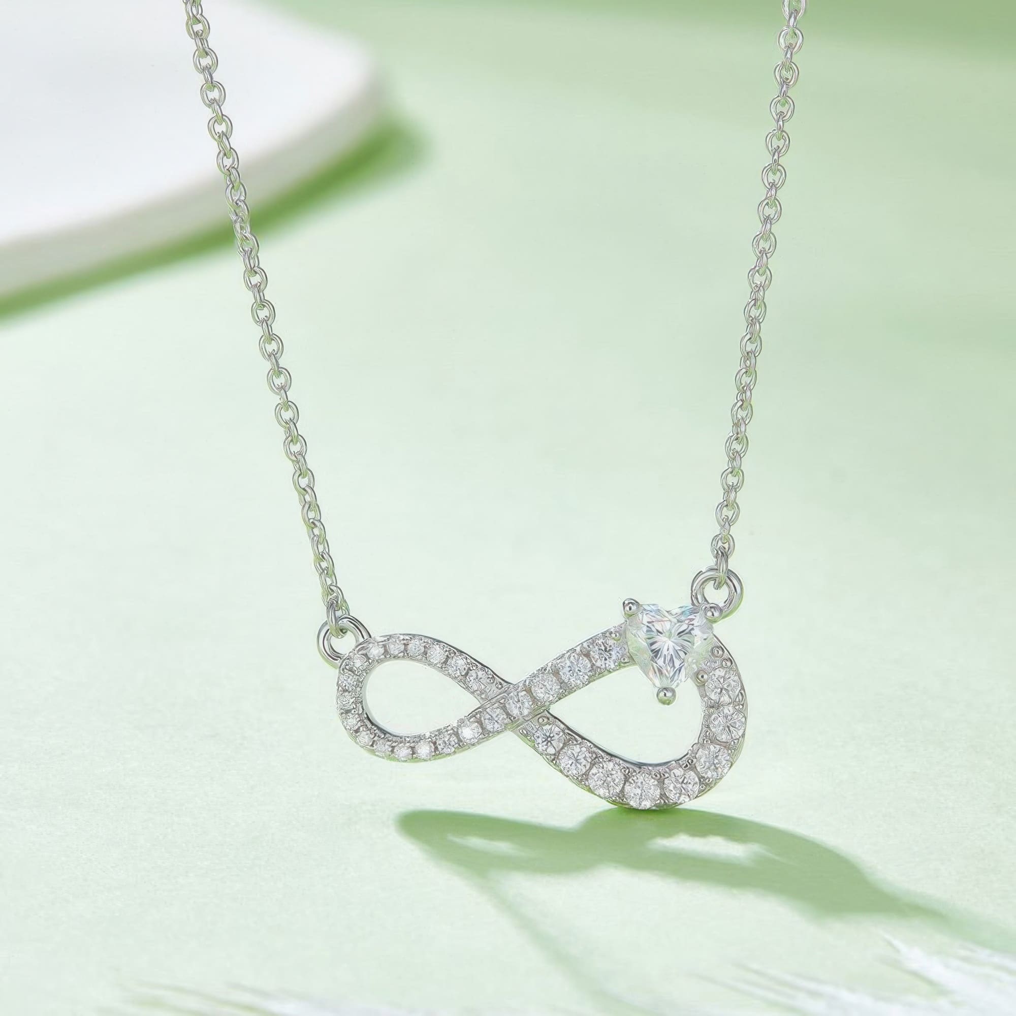 925 Silver Heart Moissanite Infinity Necklace | Sweet Love Pendant | 0.50ct - Image 4