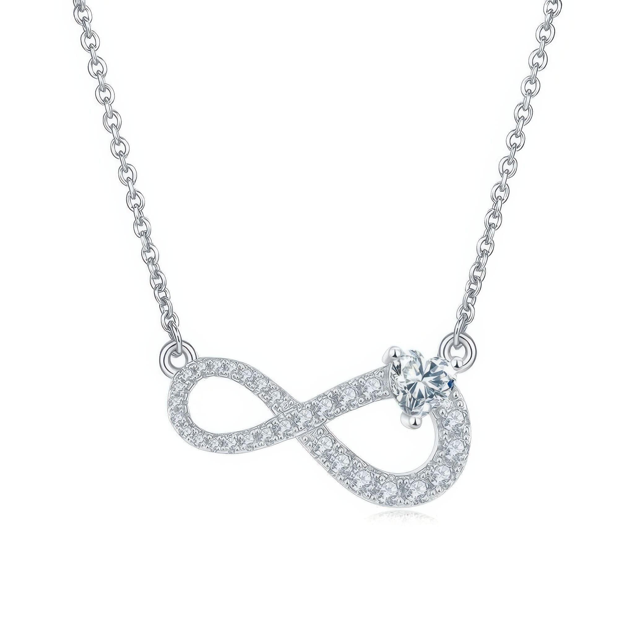 925 Silver Heart Moissanite Infinity Necklace | Sweet Love Pendant | 0.50ct