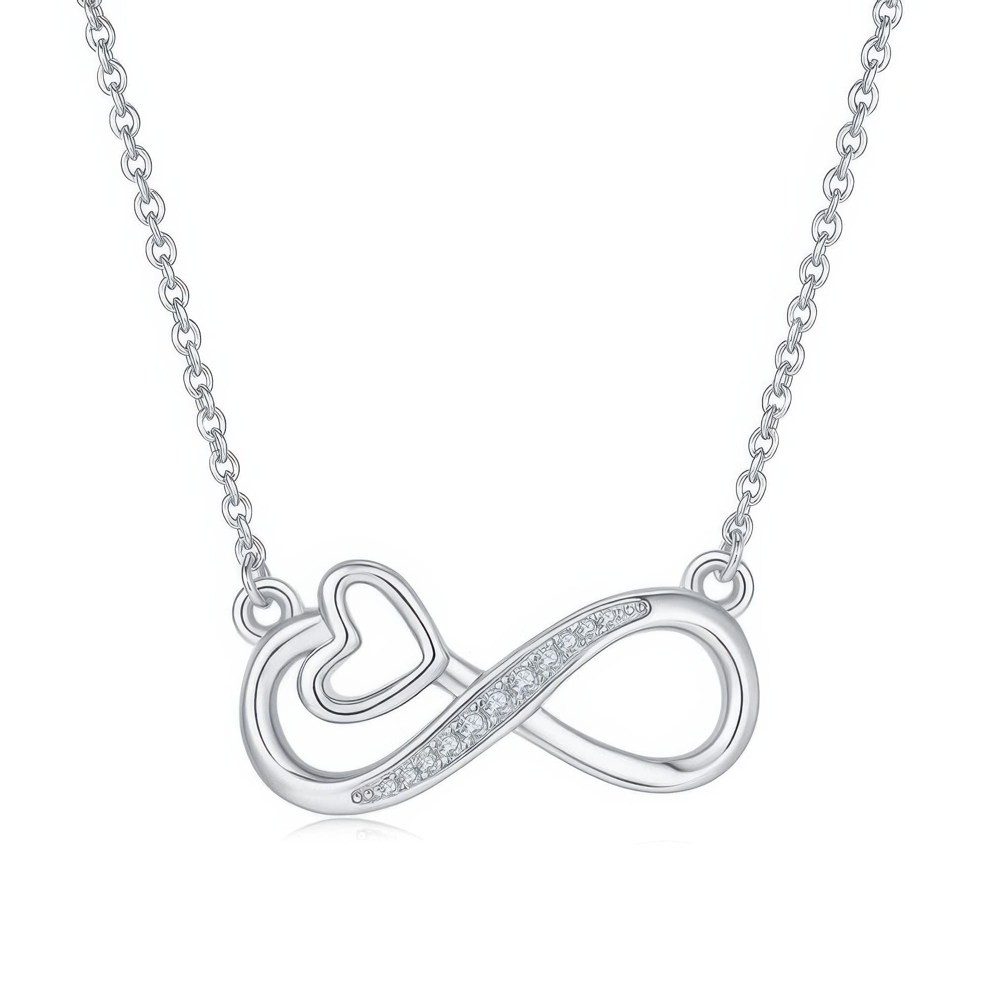Infinity Heart Moissanite Necklace 925 Sterling Silver | Dainty Collarbone Chain for Women