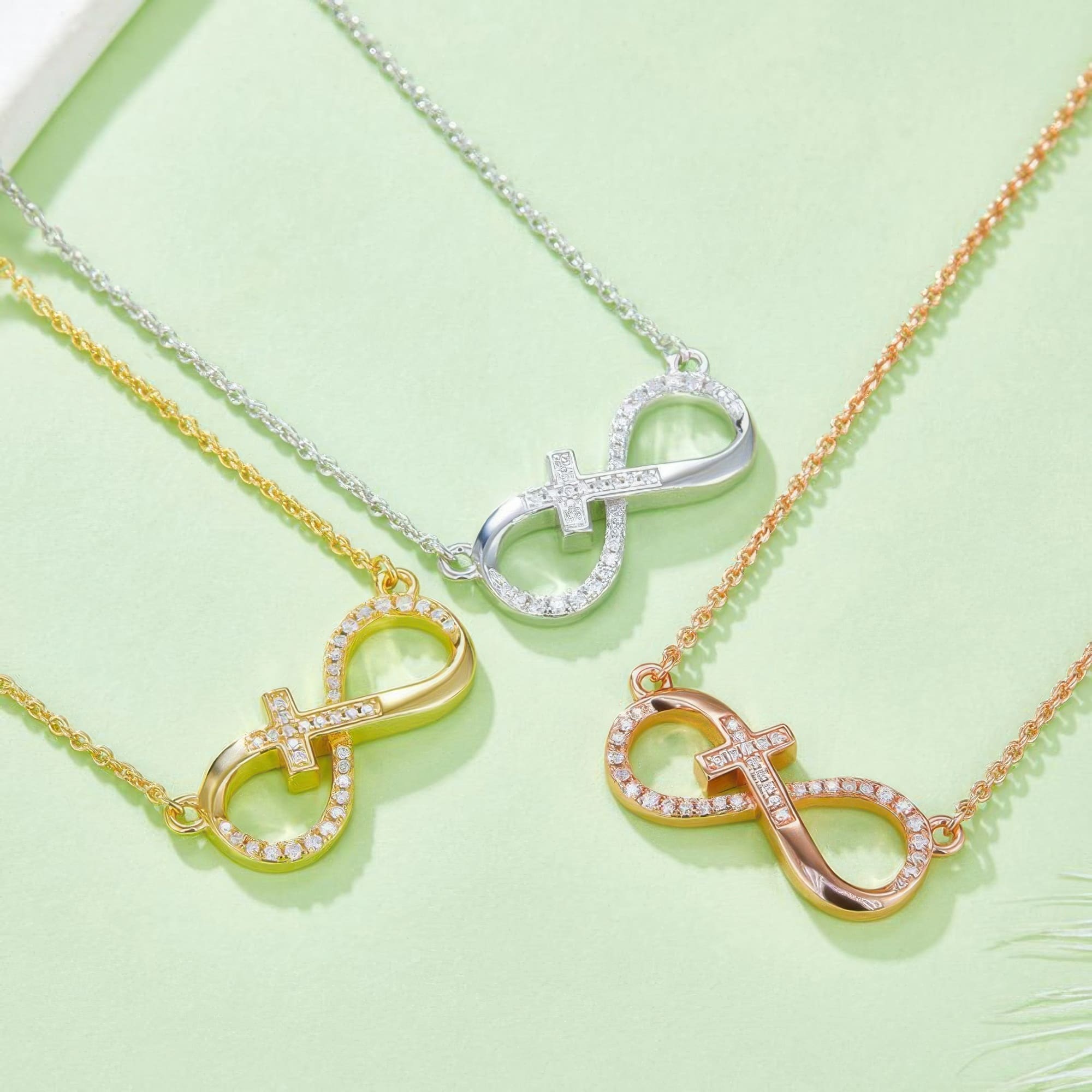 925 Silver Cross Infinity Moissanite Necklace | Dainty Heart Pendant Chain for Women - Image 2