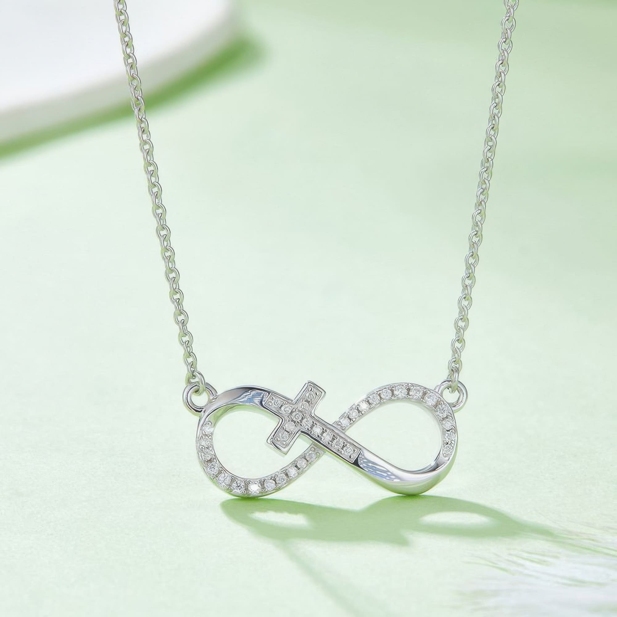 925 Silver Cross Infinity Moissanite Necklace | Dainty Heart Pendant Chain for Women - Image 4