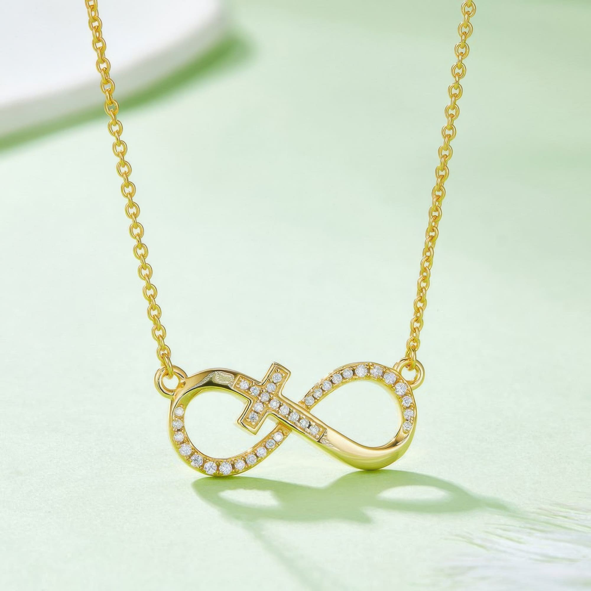 925 Silver Cross Infinity Moissanite Necklace | Dainty Heart Pendant Chain for Women - Image 8