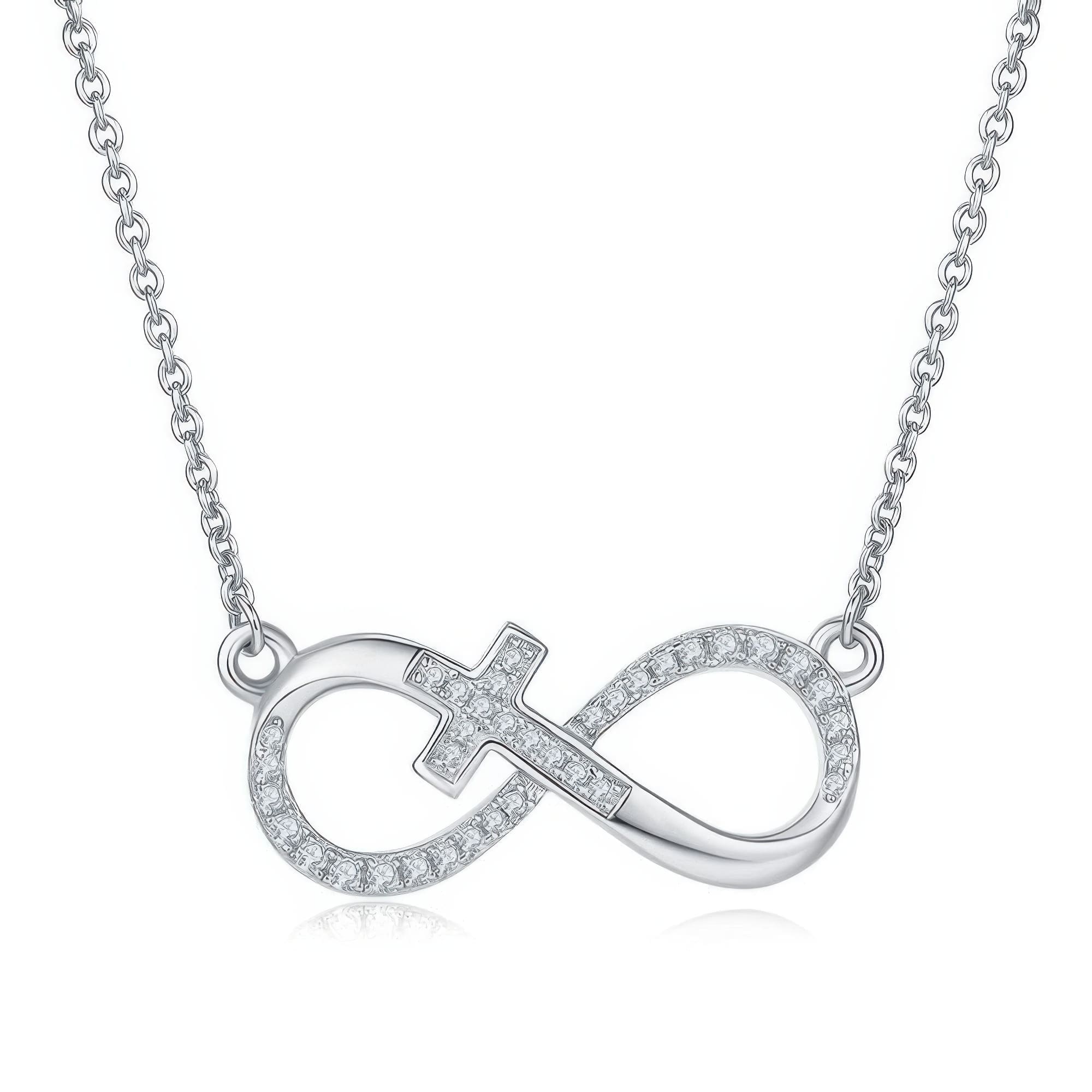 925 Silver Cross Infinity Moissanite Necklace | Dainty Heart Pendant Chain for Women