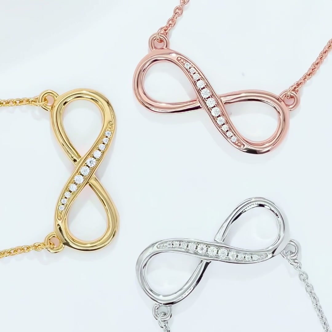 925 Sterling Silver Infinity Moissanite Necklace | Delicate Collarbone Chain product video thumbnail