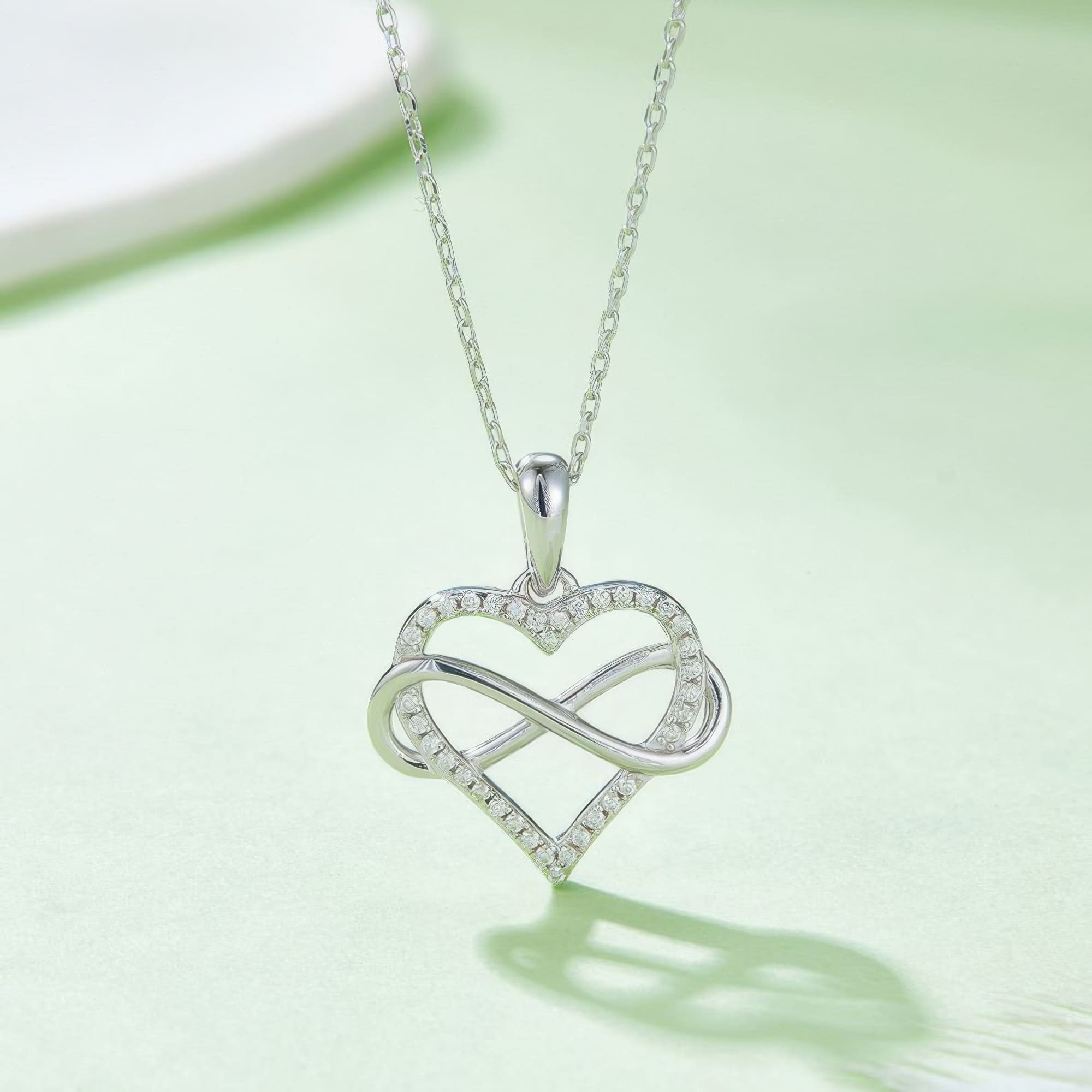 Infinity Heart Moissanite Pendant Necklace 925 Silver Sweet Collarbone Chain for Women - Image 4