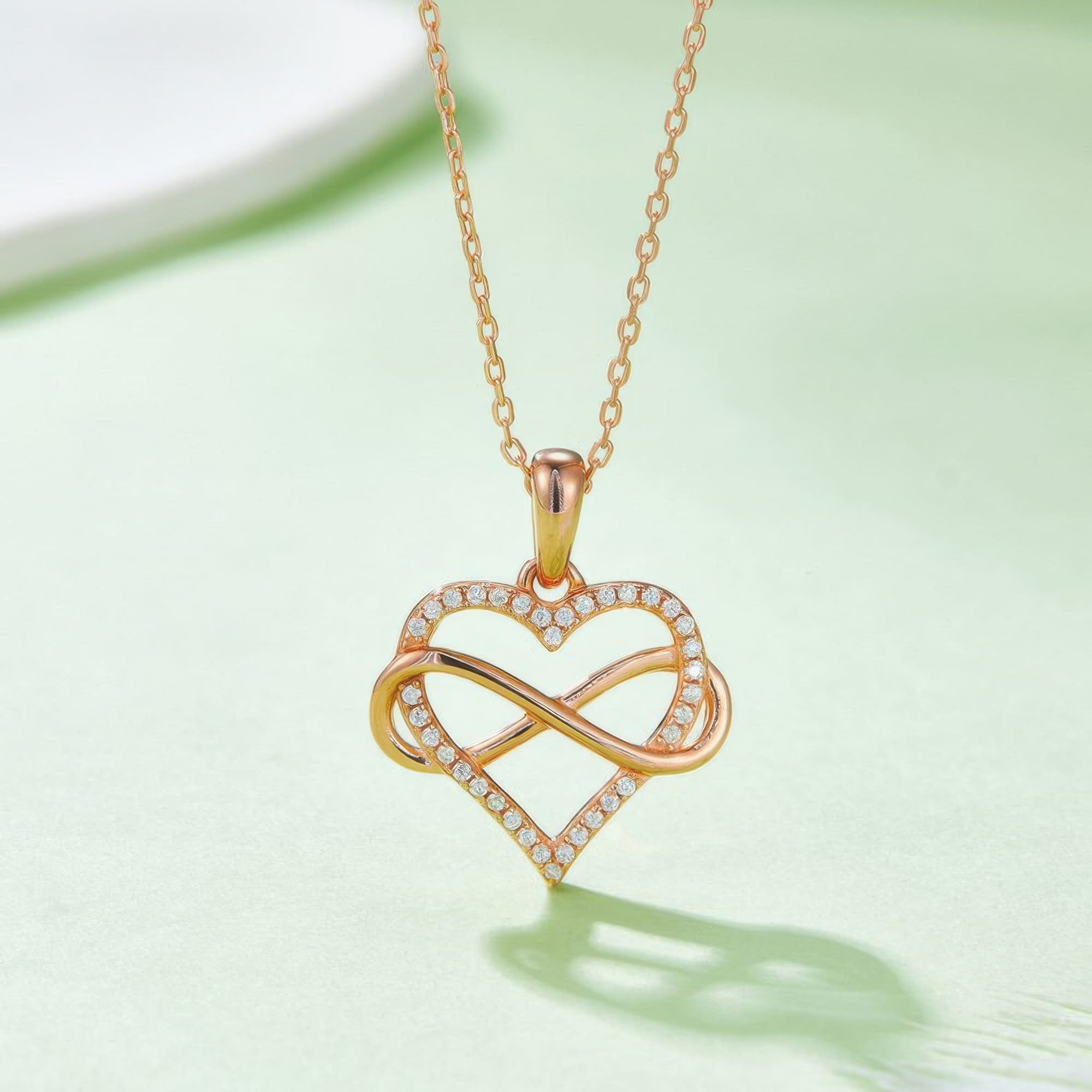 Infinity Heart Moissanite Pendant Necklace 925 Silver Sweet Collarbone Chain for Women - Image 6