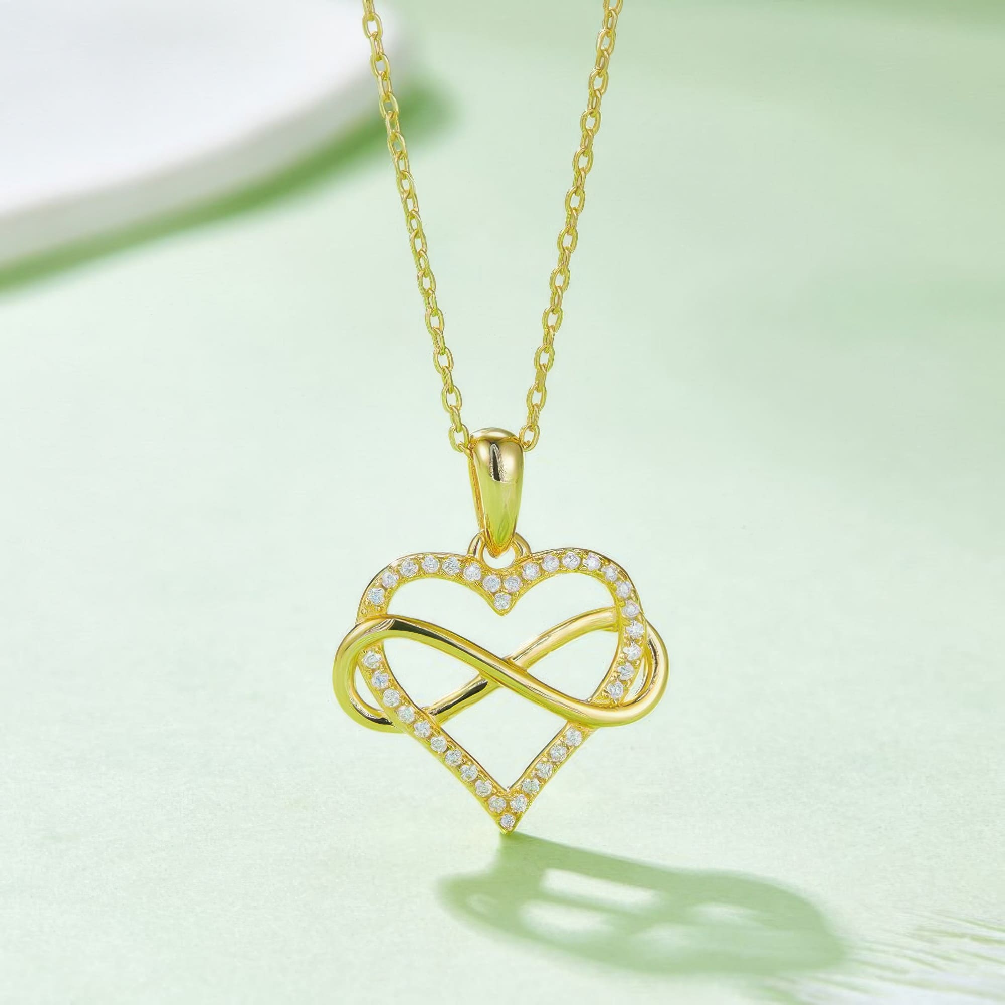 Infinity Heart Moissanite Pendant Necklace 925 Silver Sweet Collarbone Chain for Women - Image 8