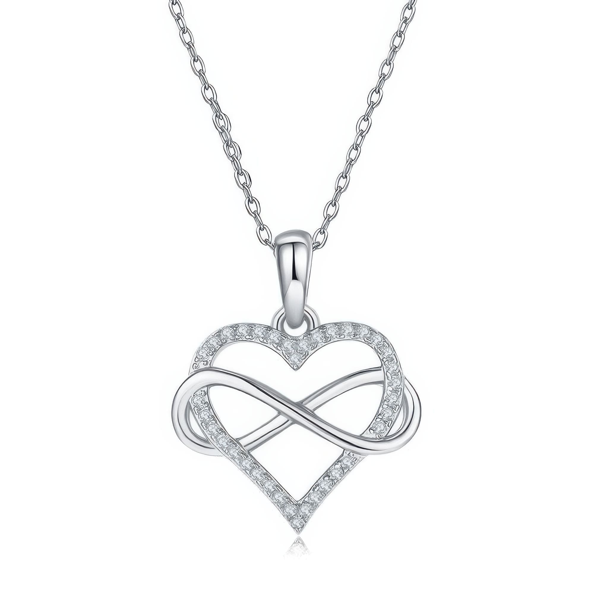 Infinity Heart Moissanite Pendant Necklace 925 Silver Sweet Collarbone Chain for Women