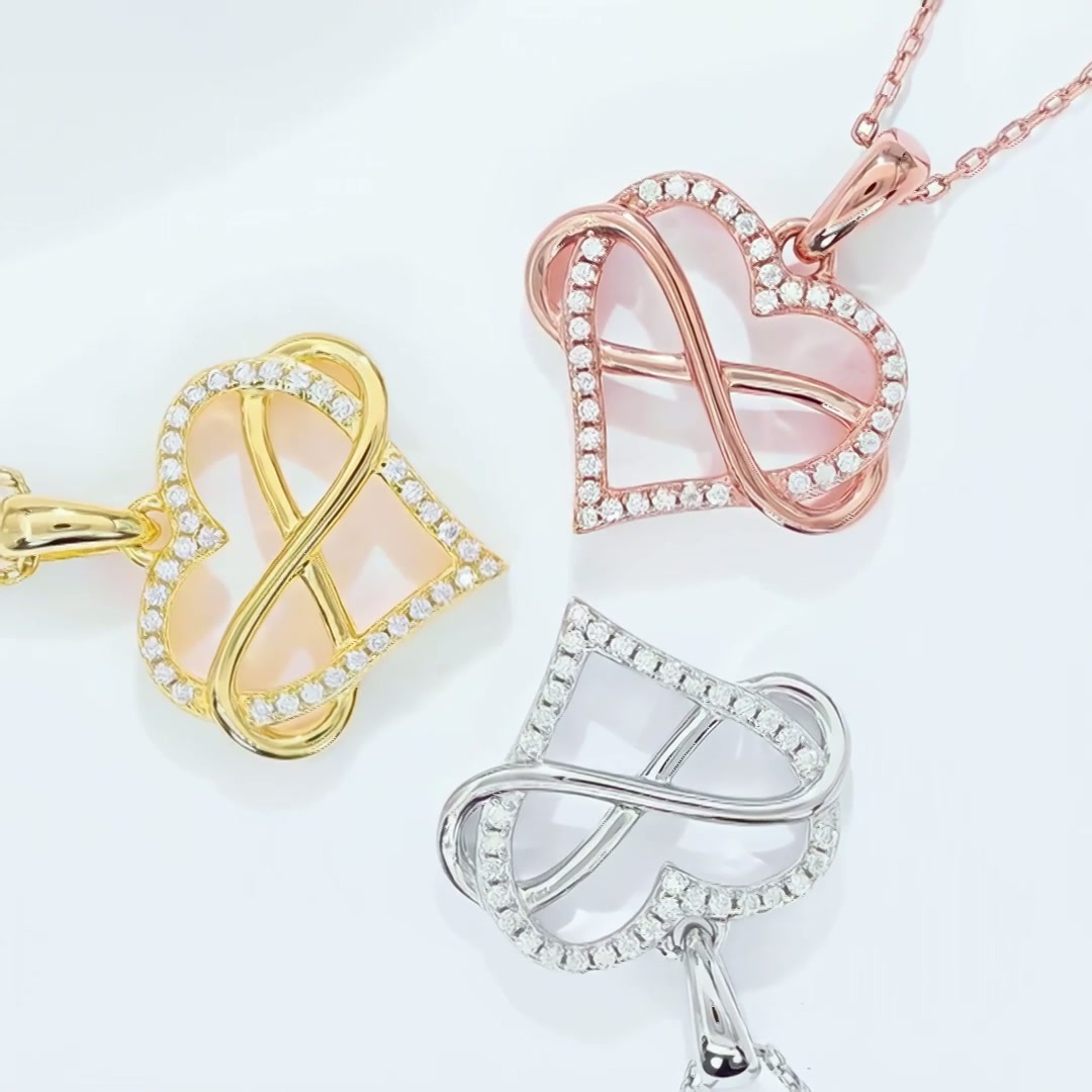 Infinity Heart Moissanite Pendant Necklace 925 Silver Sweet Collarbone Chain for Women product video thumbnail