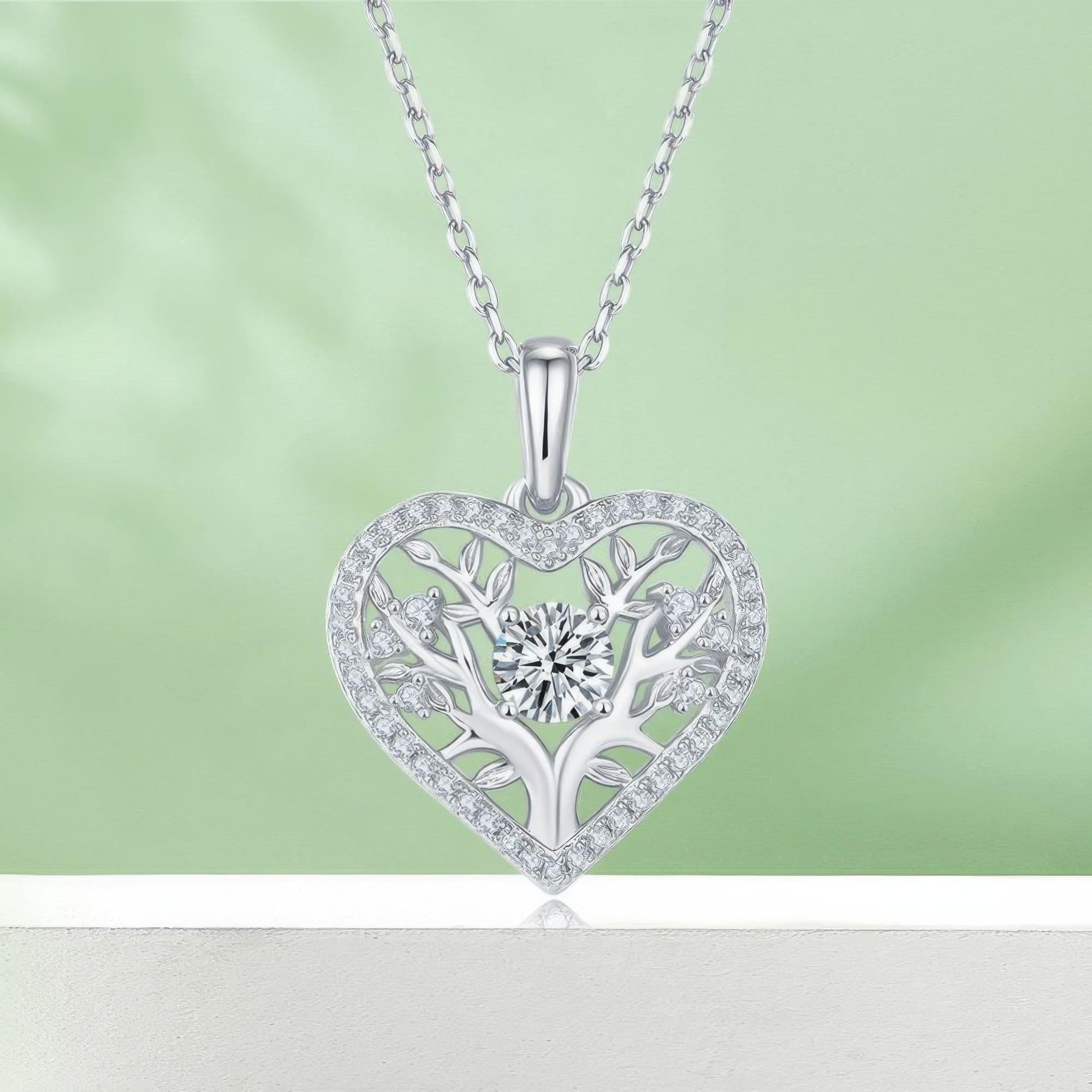 Tree of Life Heart Moissanite Pendant Necklace | 925 Sterling Silver | 3 Gold Colors Available - Image 3
