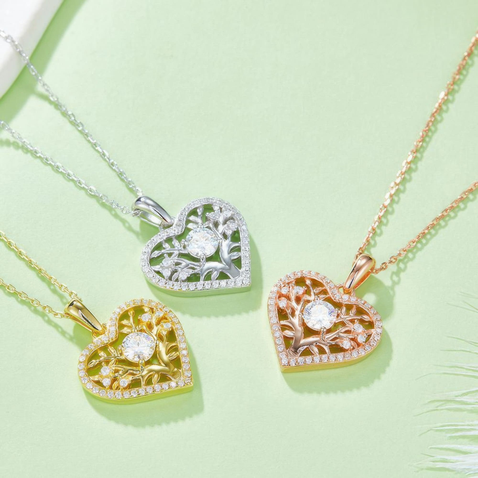 Tree of Life Heart Moissanite Pendant Necklace | 925 Sterling Silver | 3 Gold Colors Available - Image 2