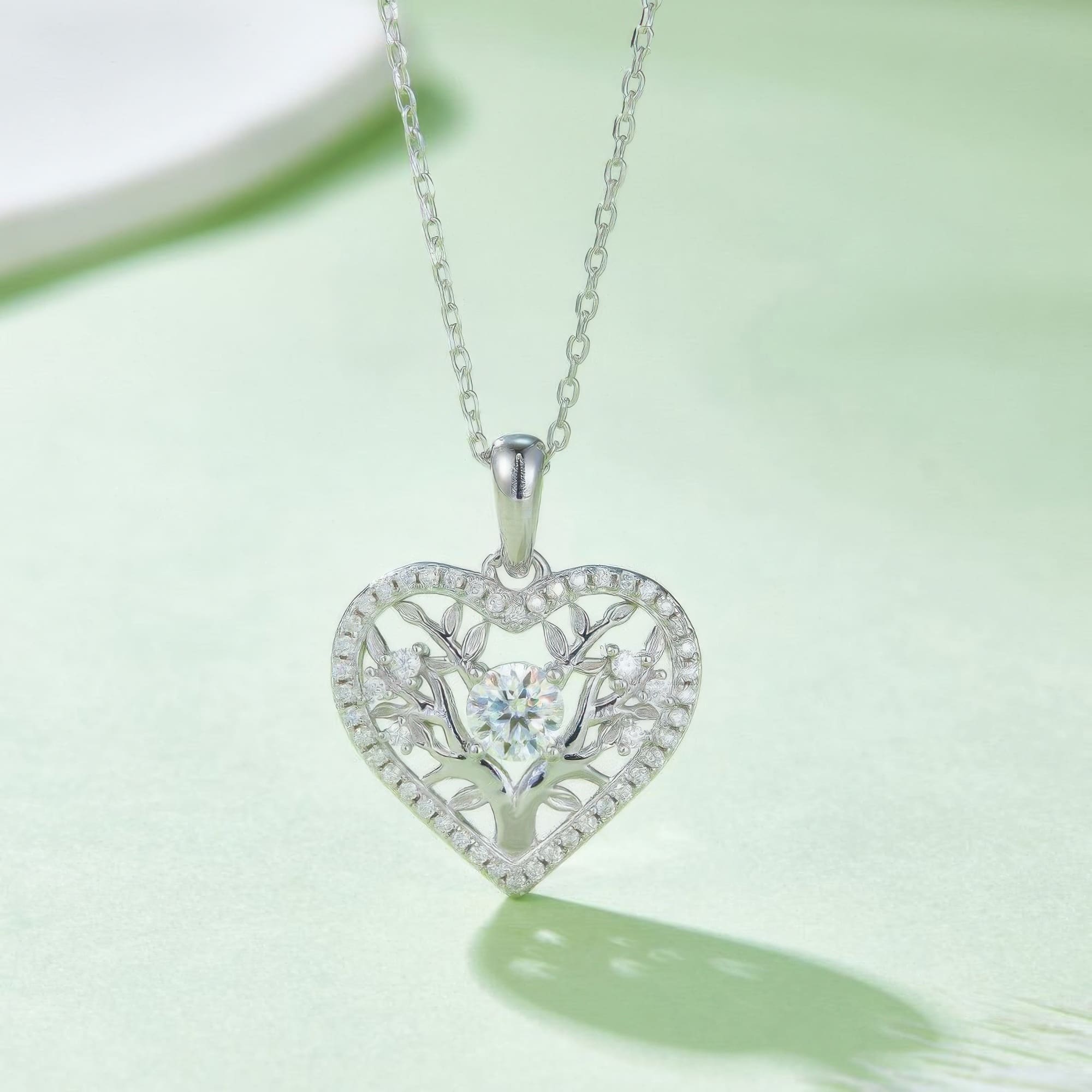 Tree of Life Heart Moissanite Pendant Necklace | 925 Sterling Silver | 3 Gold Colors Available - Image 4