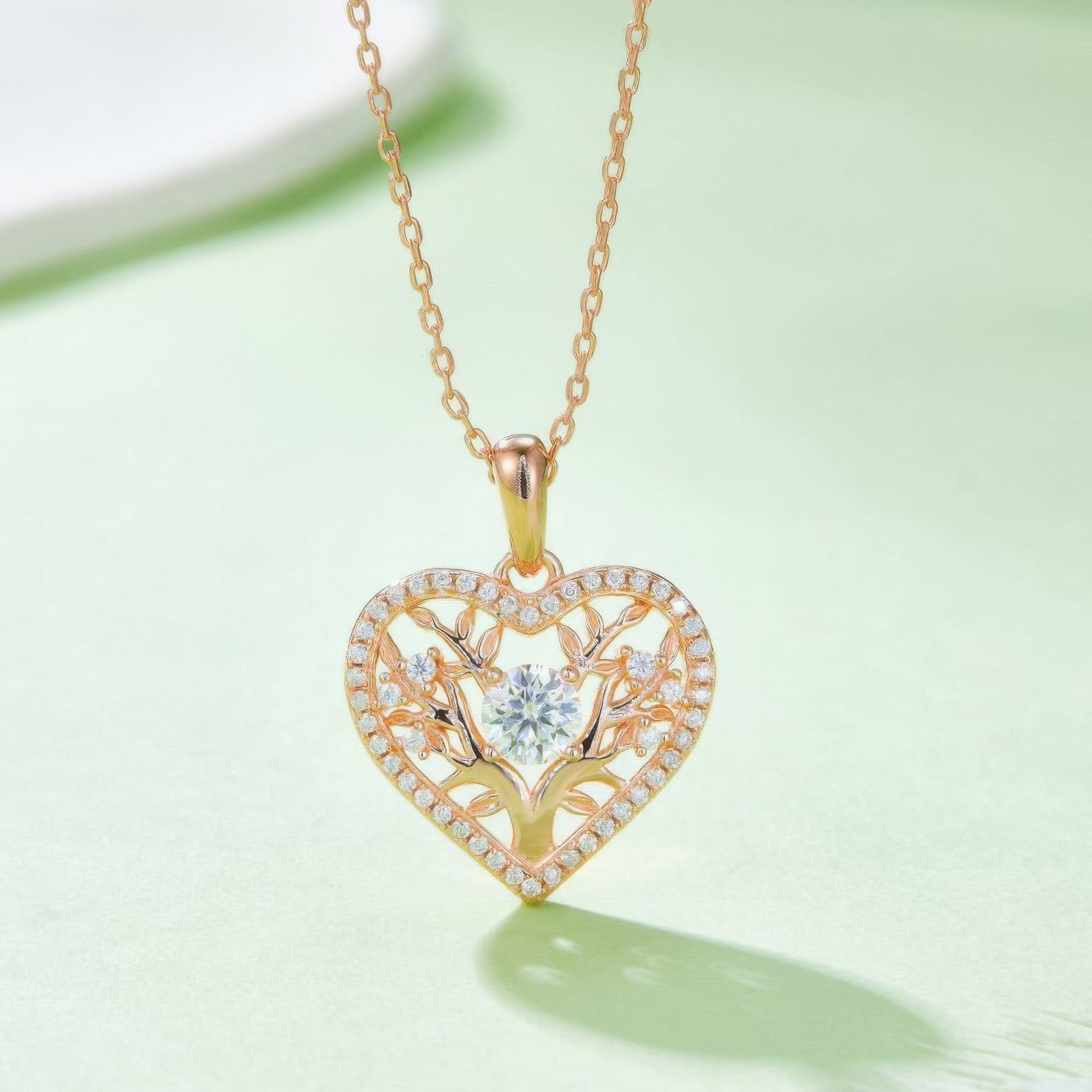 Tree of Life Heart Moissanite Pendant Necklace | 925 Sterling Silver | 3 Gold Colors Available - Image 8