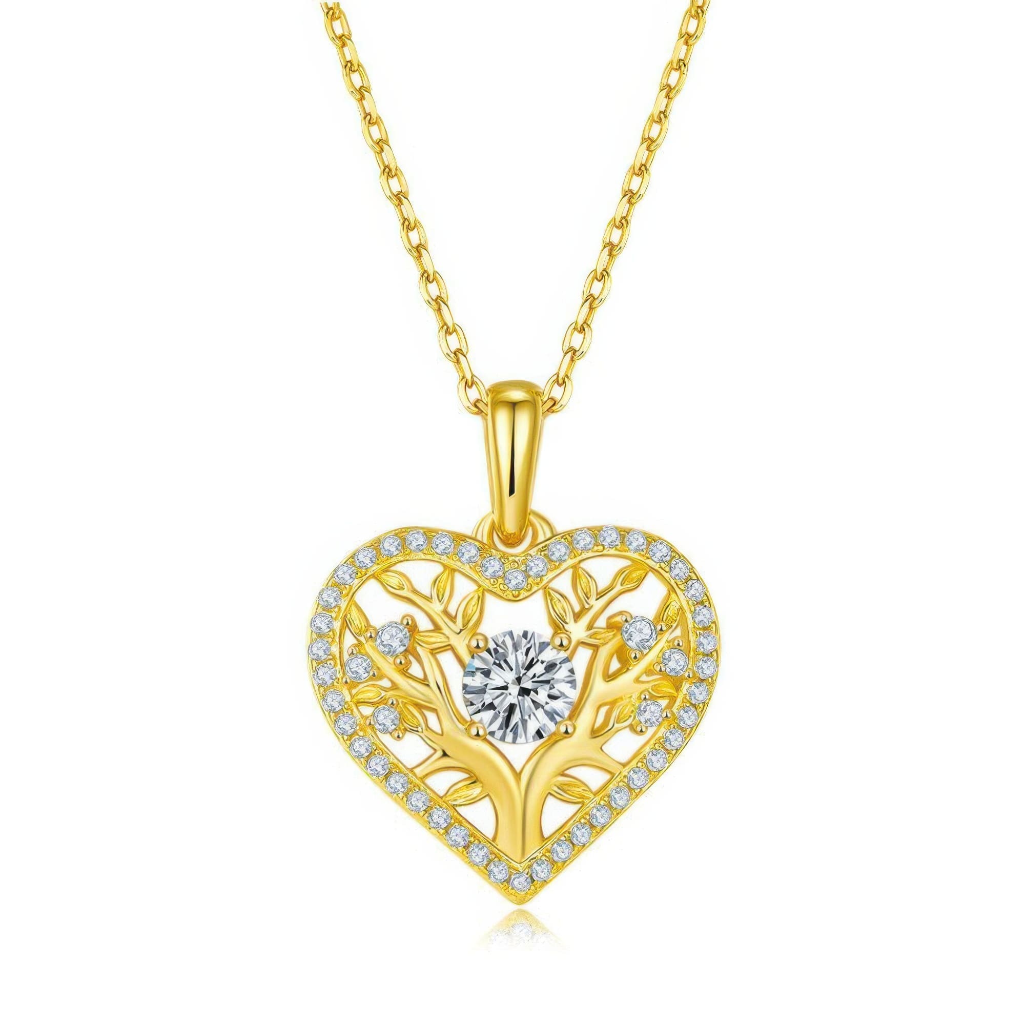 Tree of Life Heart Moissanite Pendant Necklace | 925 Sterling Silver | 3 Gold Colors Available - Image 5