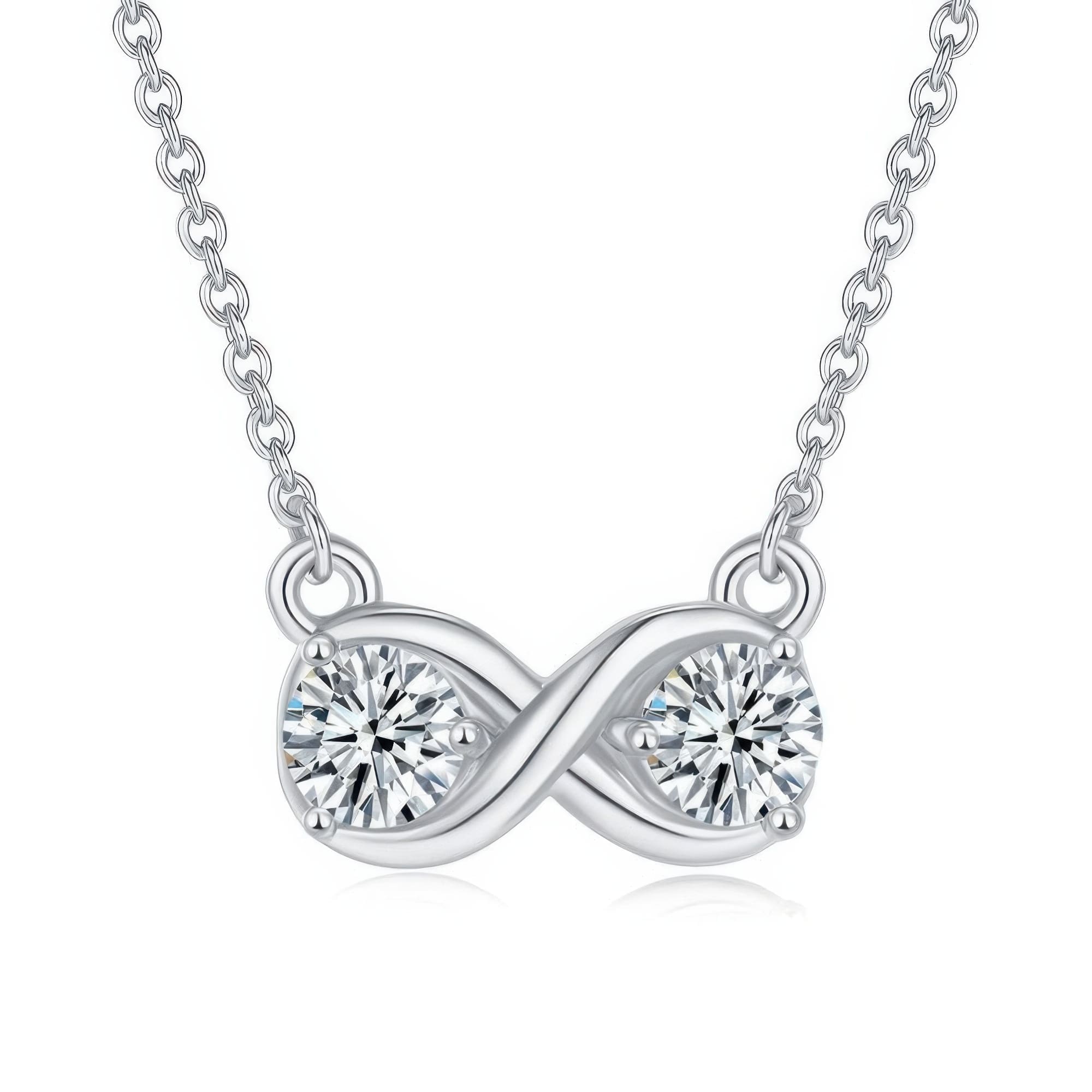 Infinity Double Ring Moissanite Necklace | 925 Silver 1ct Collarbone Chain