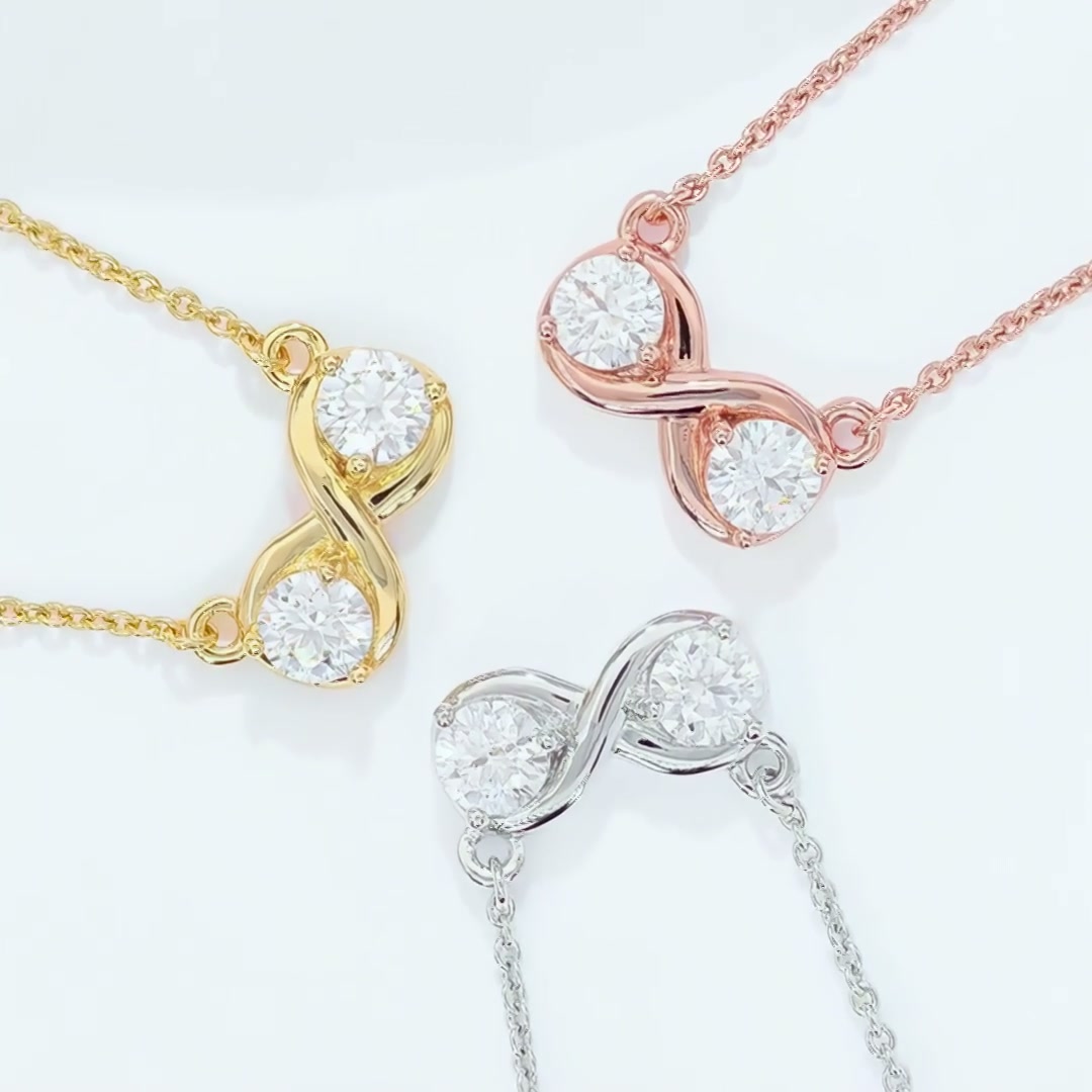 Infinity Double Ring Moissanite Necklace | 925 Silver 1ct Collarbone Chain product video thumbnail