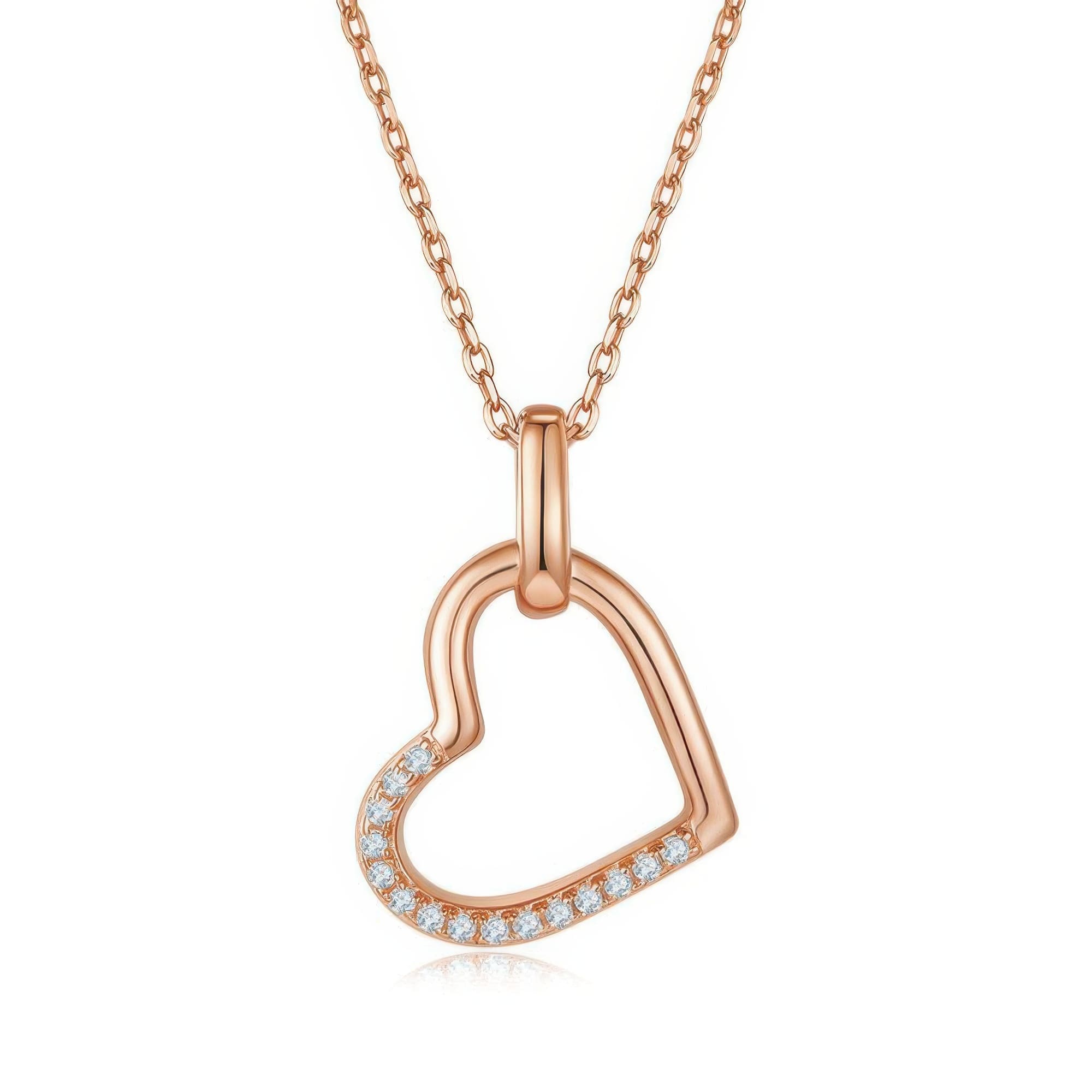 Dainty Heart Moissanite Pendant Necklace in 925 Sterling Silver, Three-Tone Gold Options - Image 5