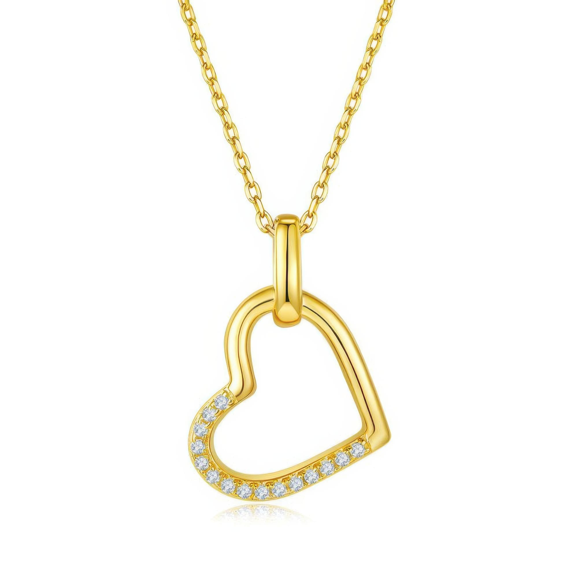 Dainty Heart Moissanite Pendant Necklace in 925 Sterling Silver, Three-Tone Gold Options - Image 7
