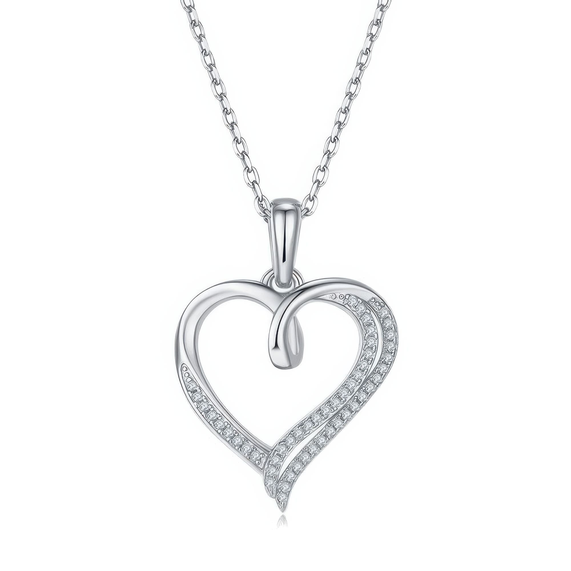 925 Silver Interlocking Hearts Moissanite Pendant Necklace | Romantic Double Heart Design